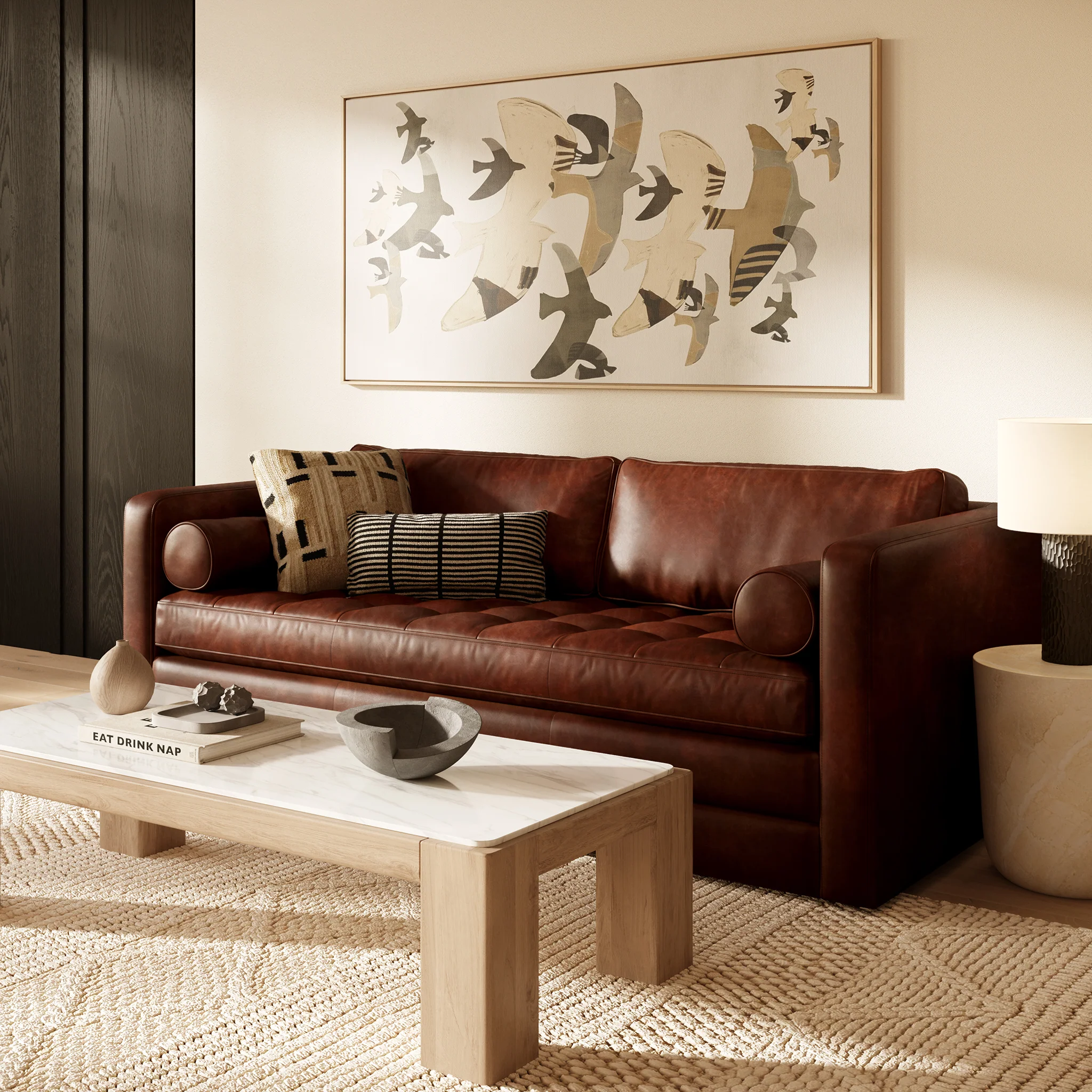 Napa 82" Leather Pull-Out Convertible Sleeper Sofa | Oscuro Brown - Image 4