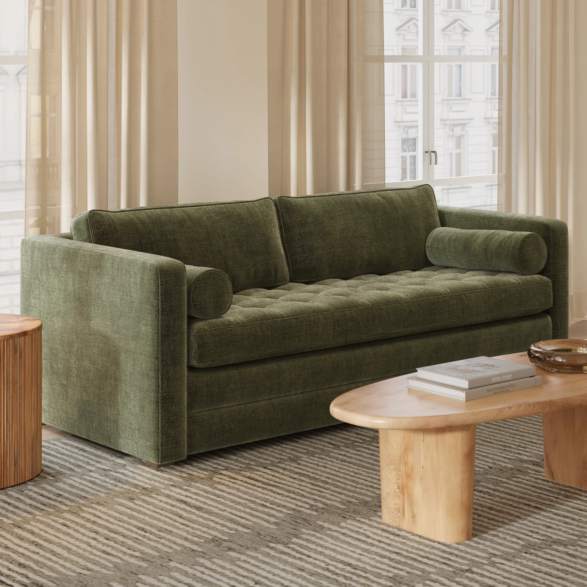 Napa 82" Pull-Out Sofa Bed | Distressed Green - Image 2