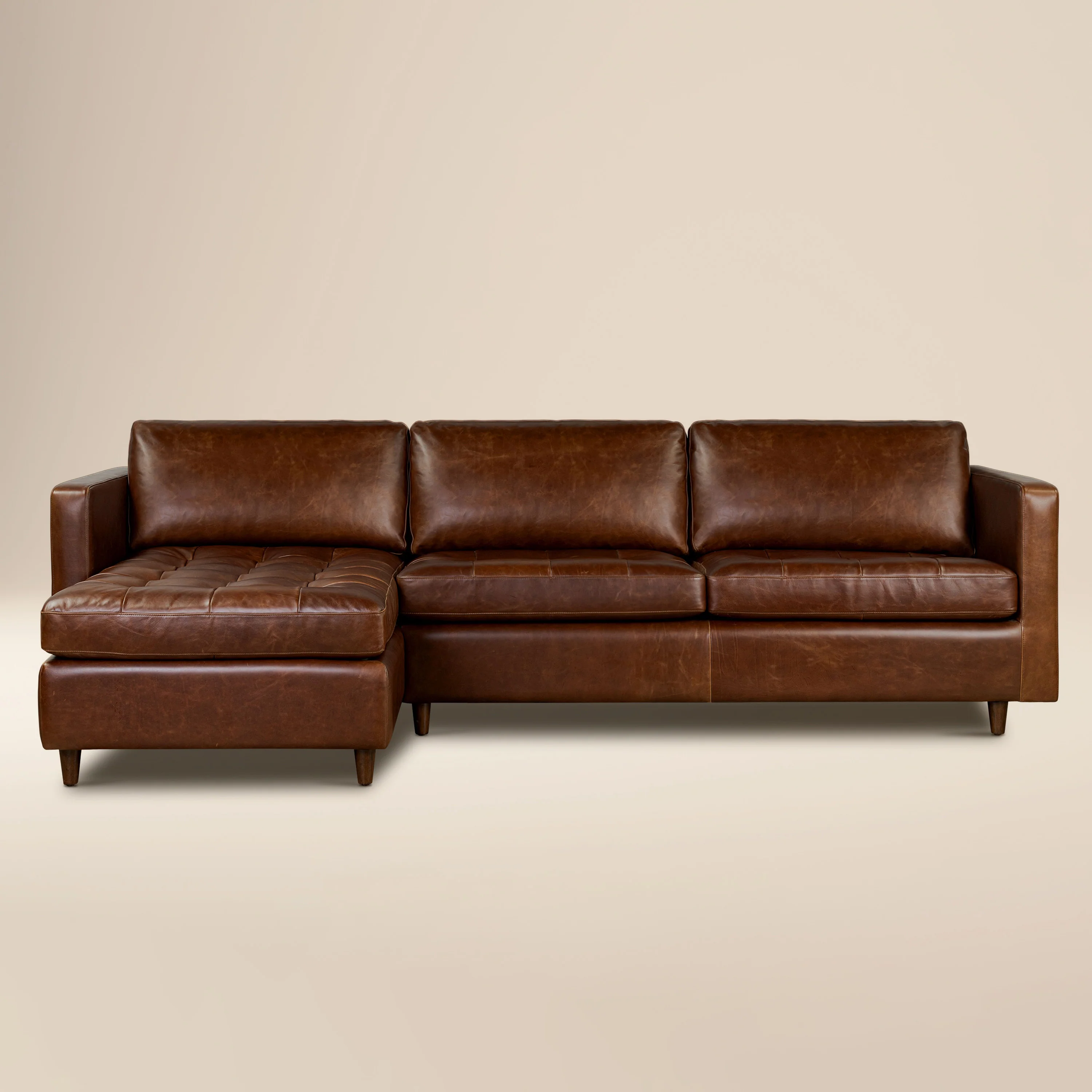 Napa 113.5" Leather Left-Facing Pull-Out Sleeper Sectional Sofa | Oscuro Brown