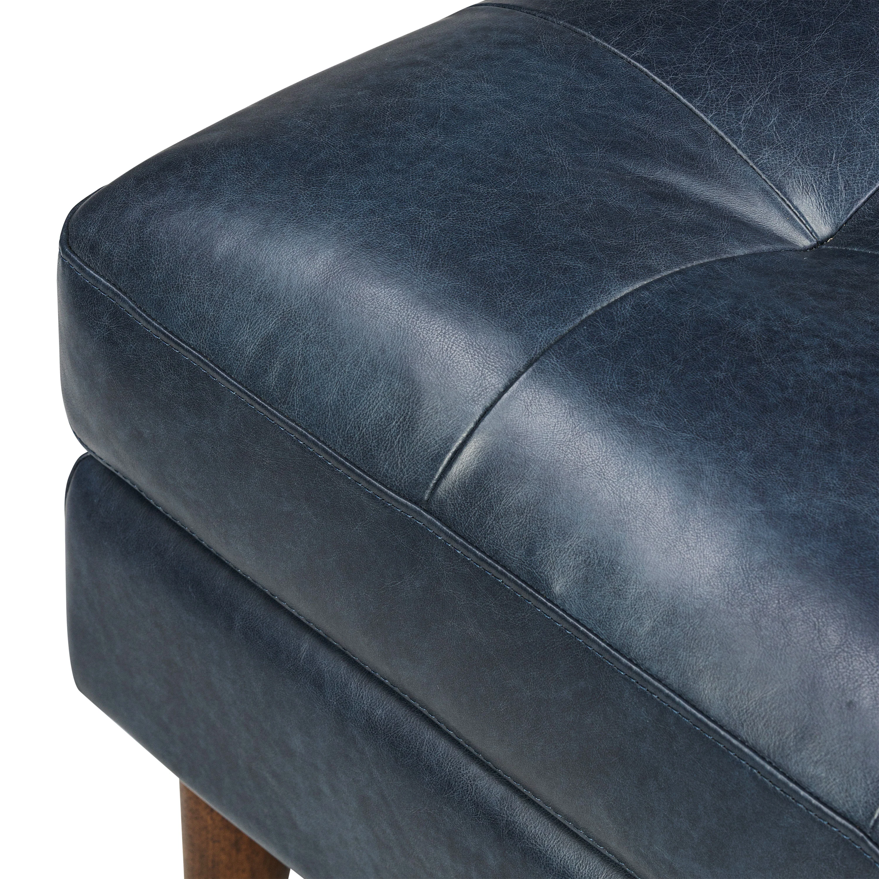 Napa Leather Ottoman | Midnight Blue - Image 5
