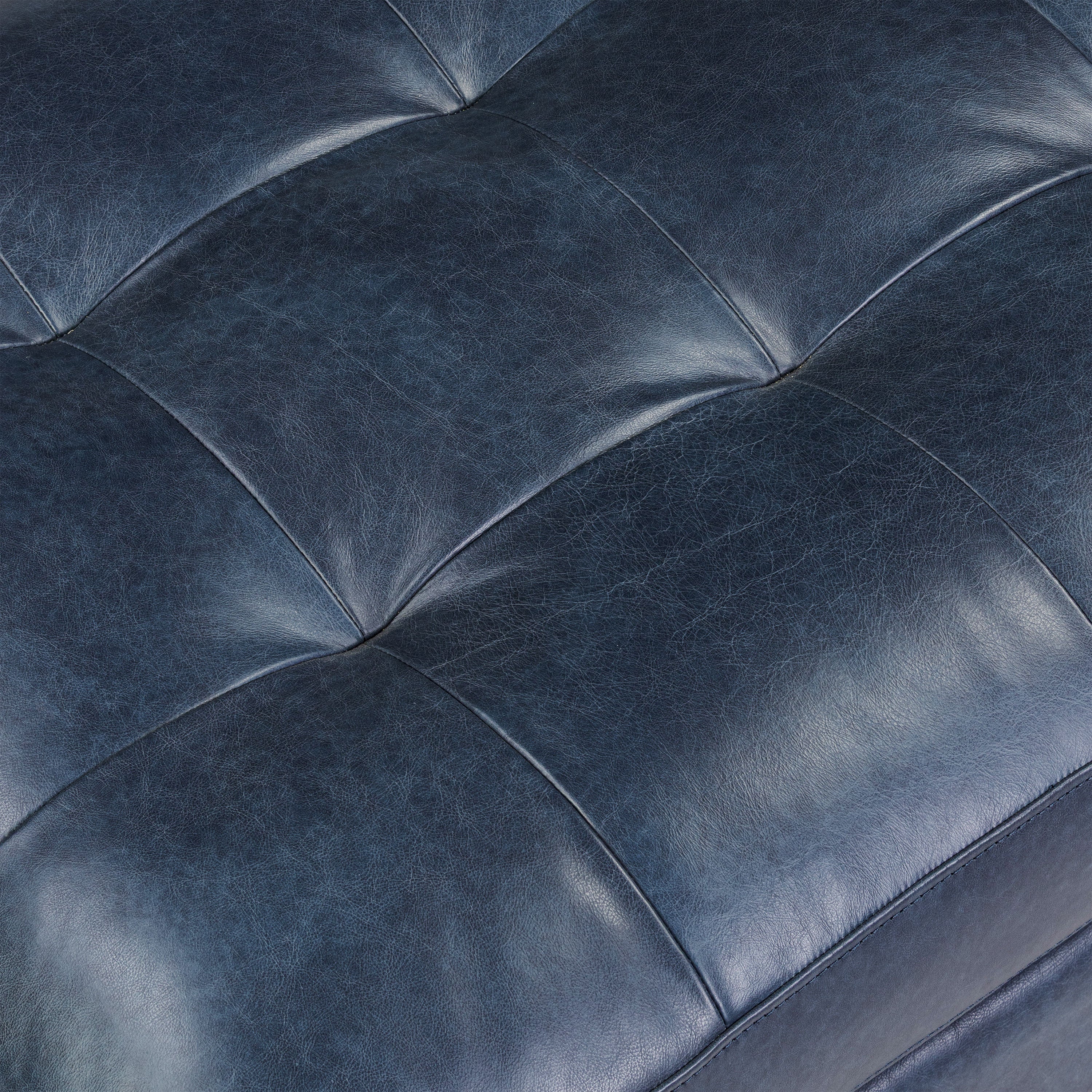 Napa Leather Ottoman | Midnight Blue - Image 7