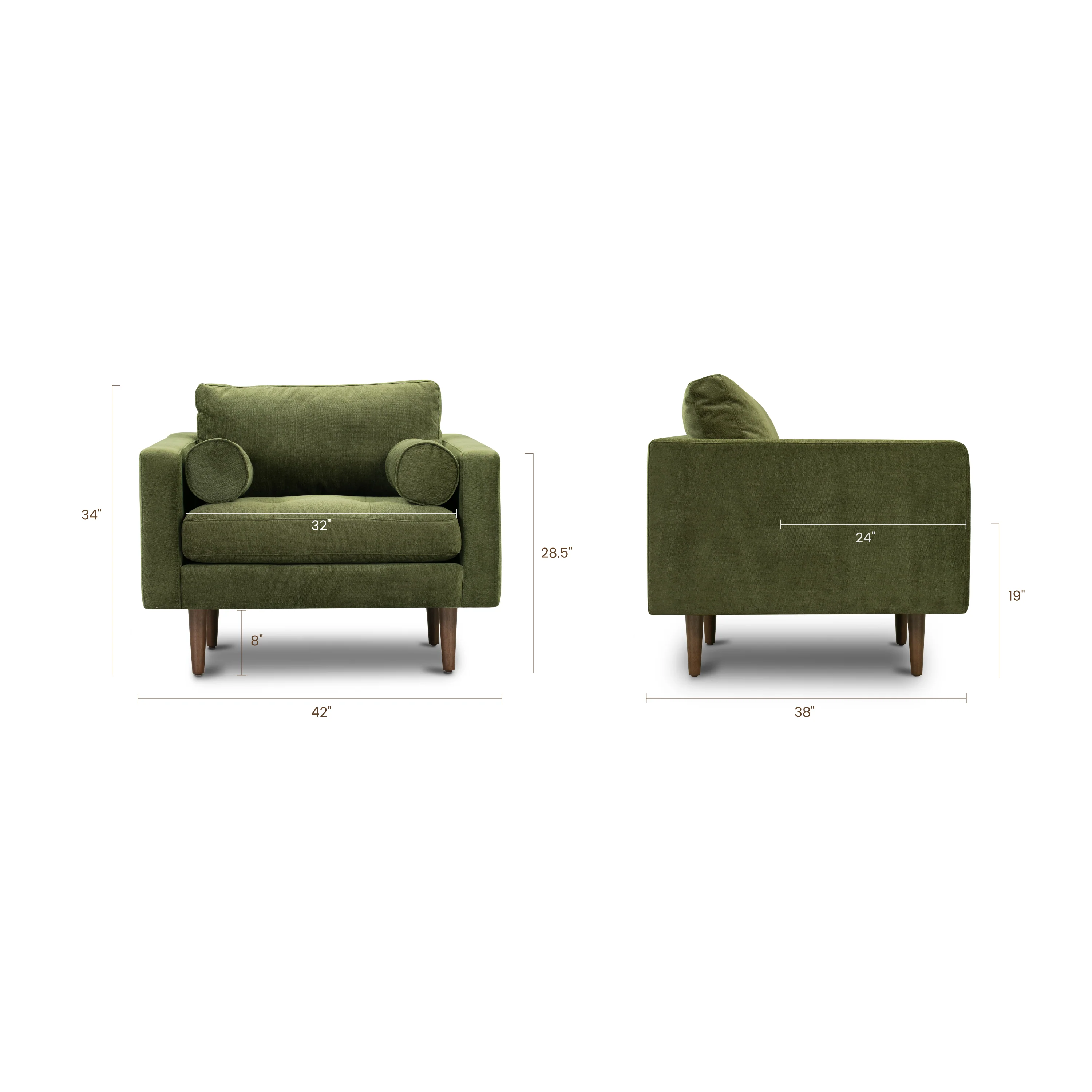 Napa Velvet Lounge Chair | Distressed Green | Set of 2 - Image 14