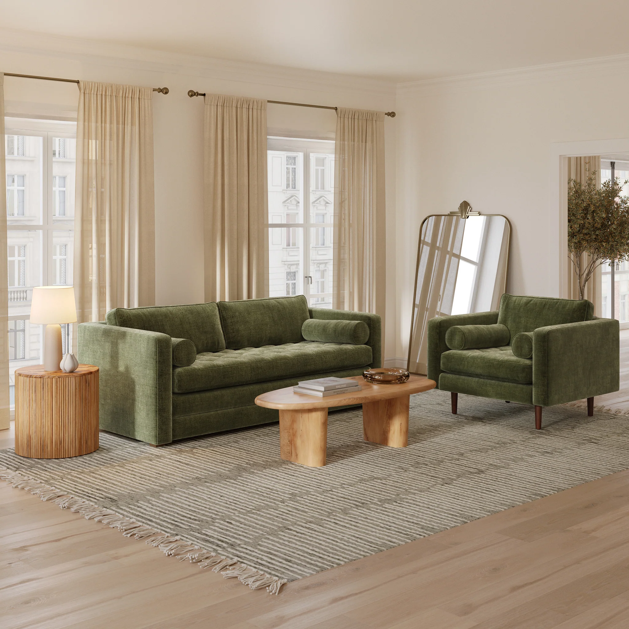 Napa Velvet Lounge Chair | Distressed Green | Single - Image 3