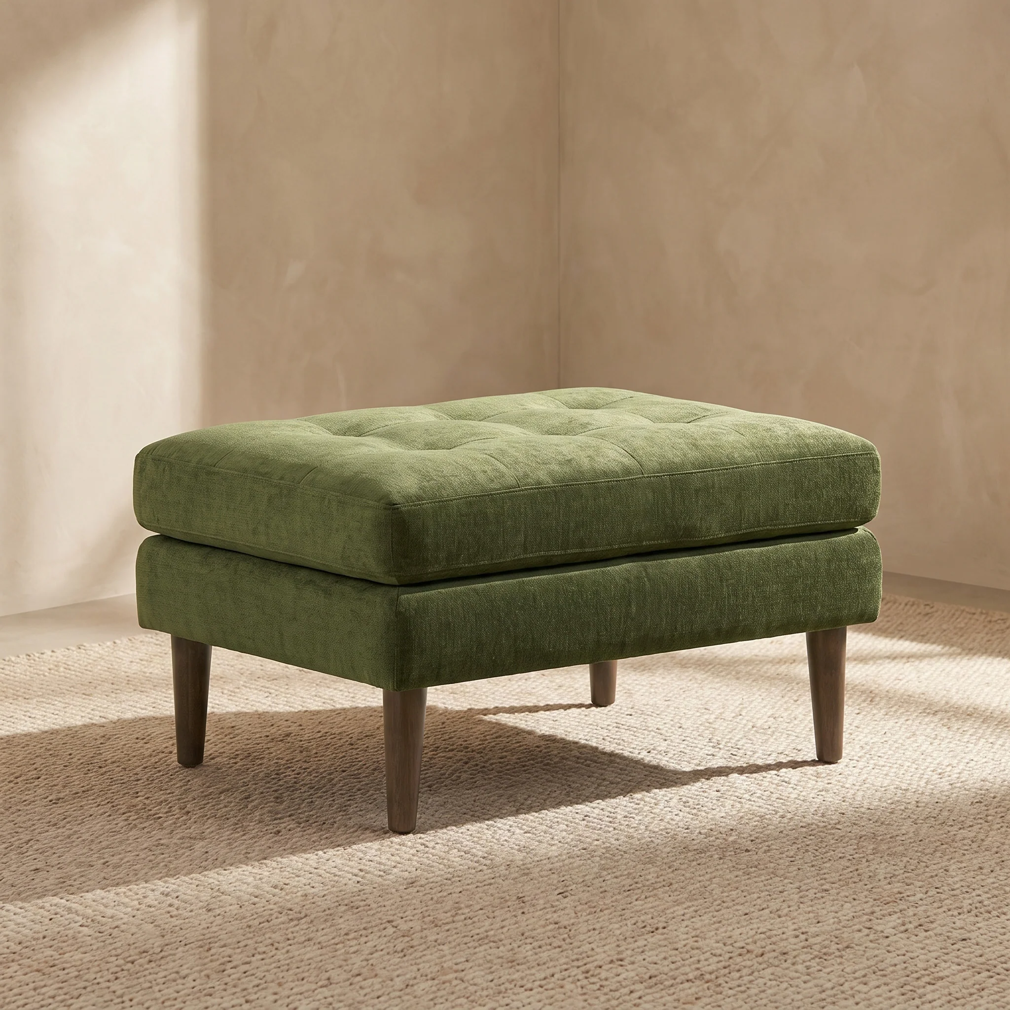 Napa Velvet Ottoman | Distressed Green - Image 2