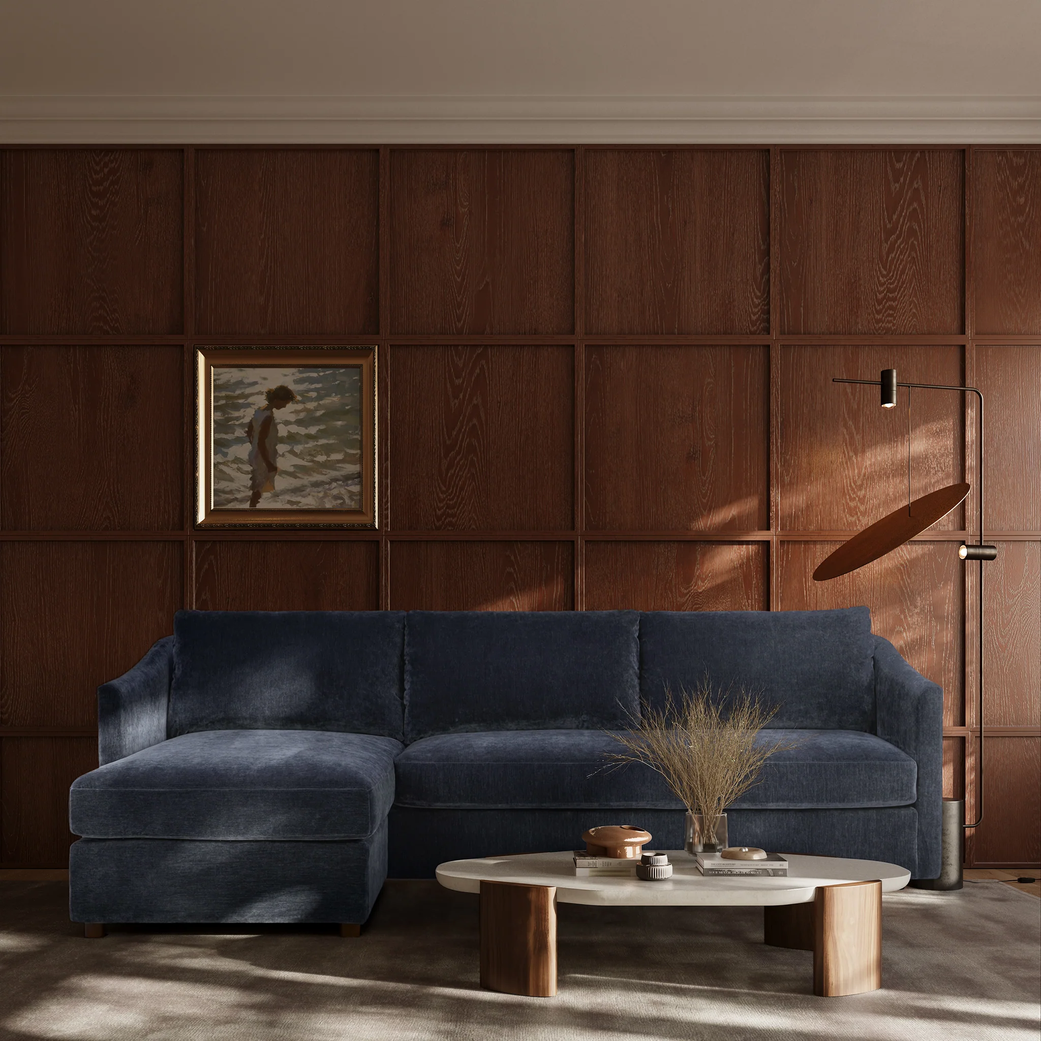 Nervan Reversible Chaise Sectional (105.5") - Mystic Blue - Image 4