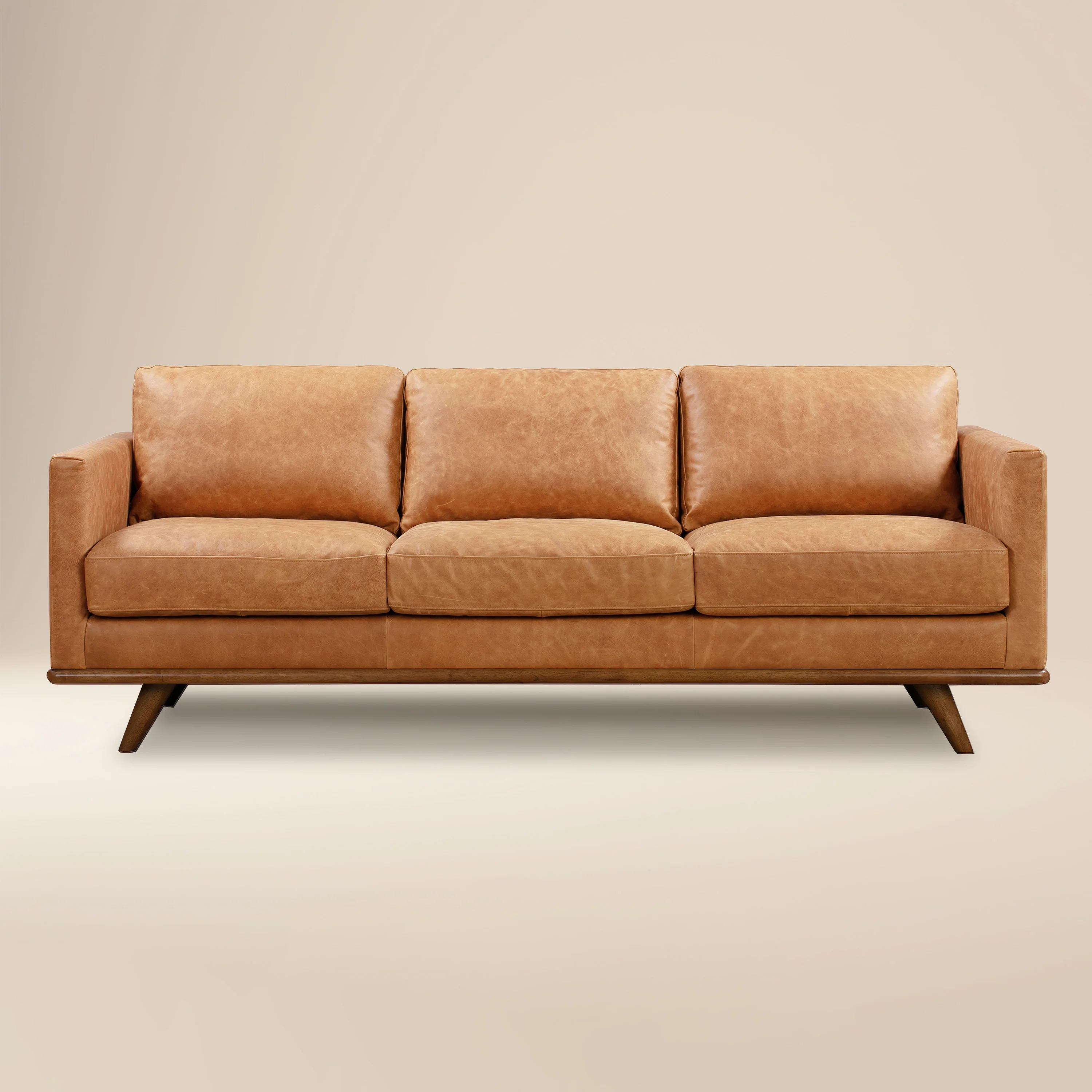 Nolita 85" Leather Sofa | Cognac Tan