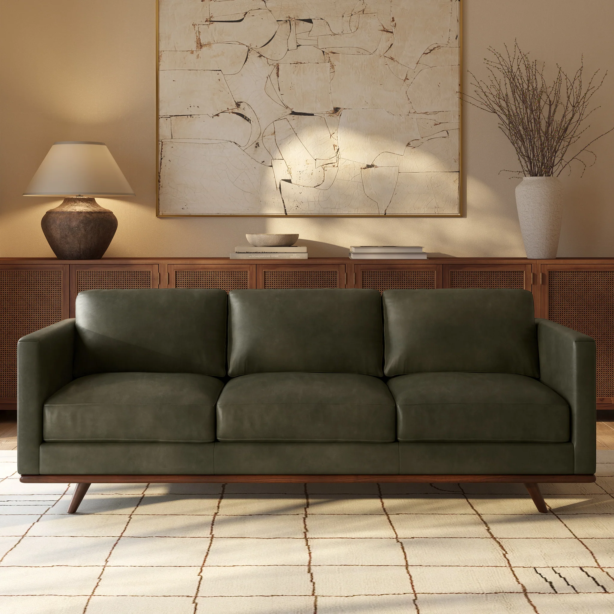 Nolita 85" Leather Sofa | Olivine Green - Image 2