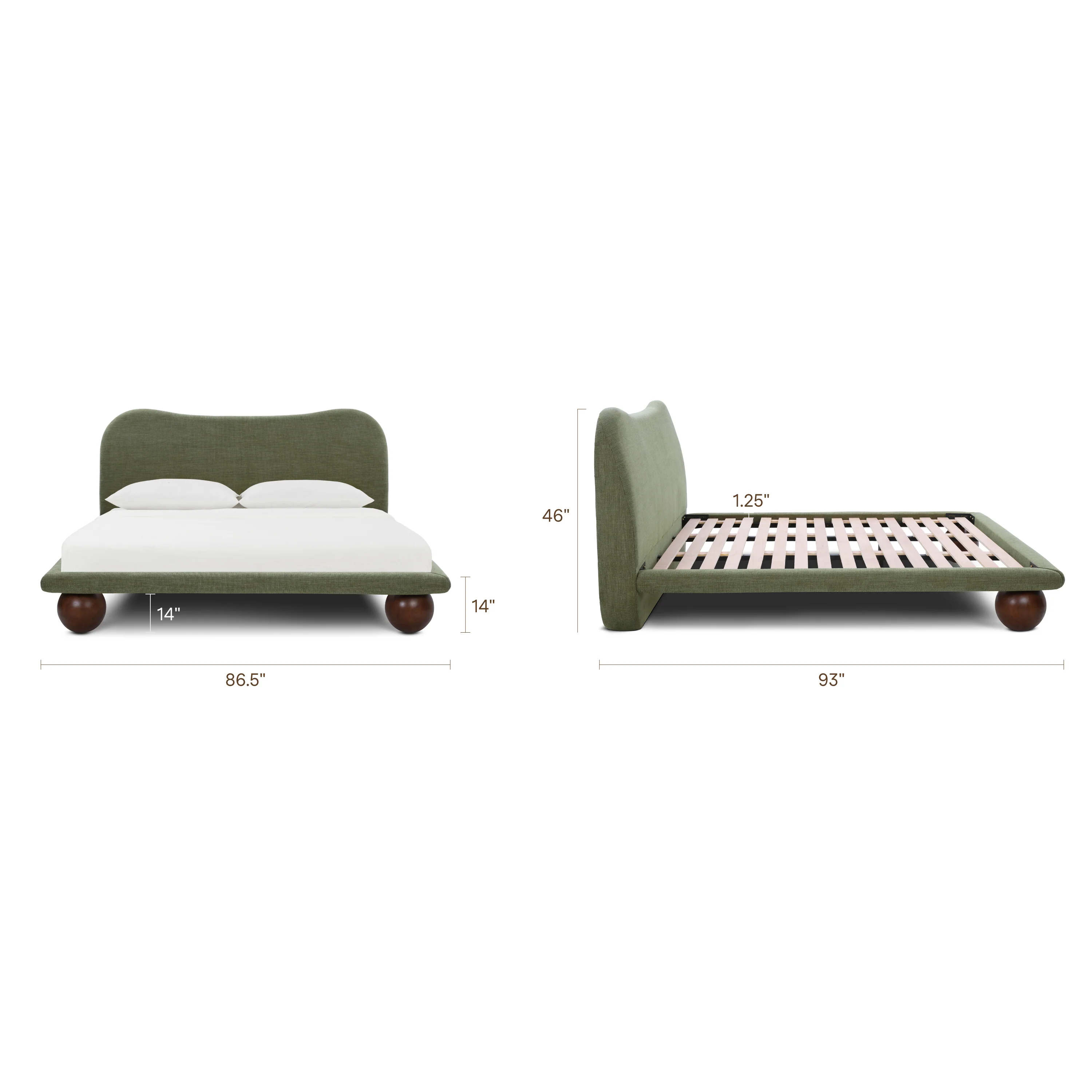 Orbit Bed - Performance Chenille | Moss Green - Image 11