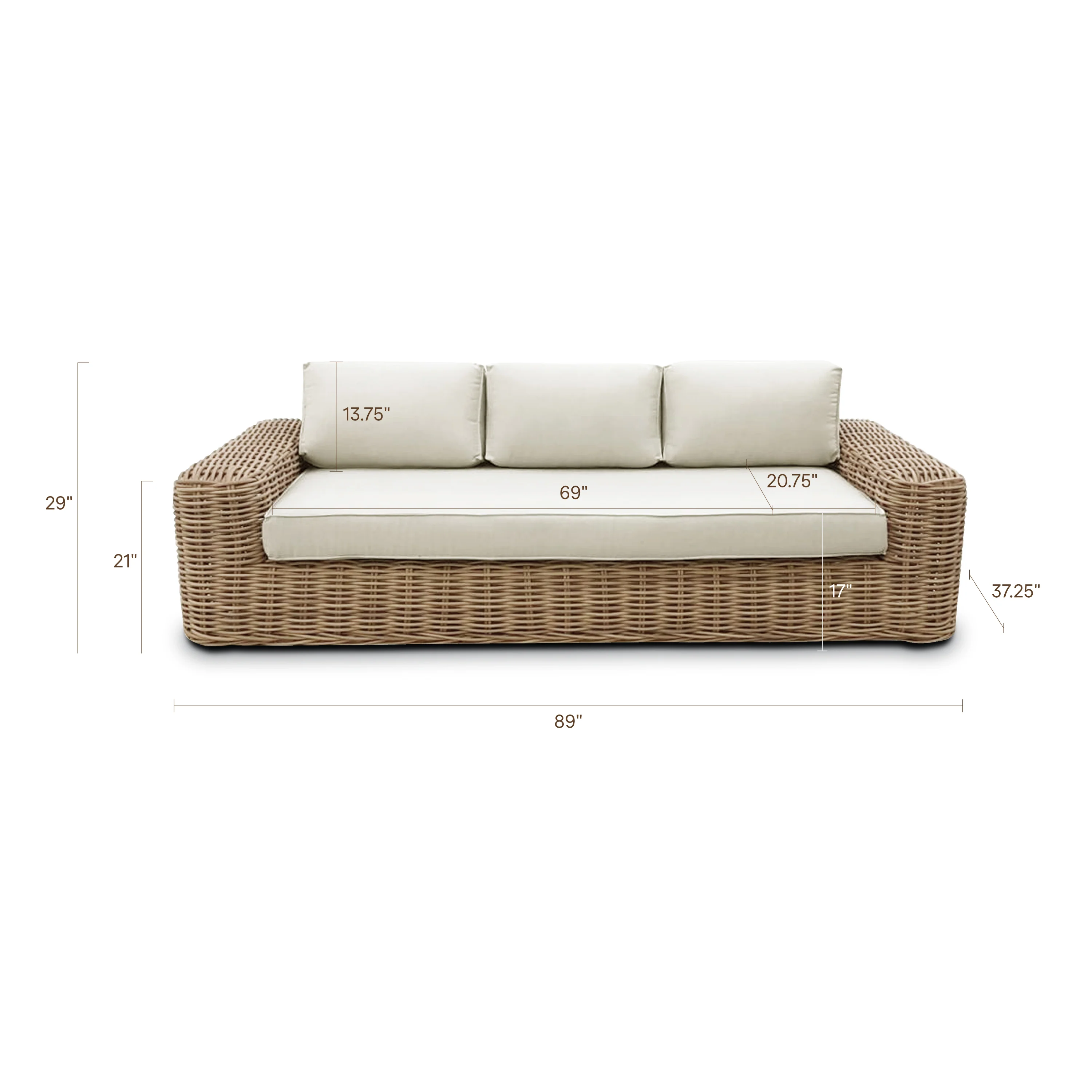 Puglia 3 Seat Sofa | Sand - Image 6