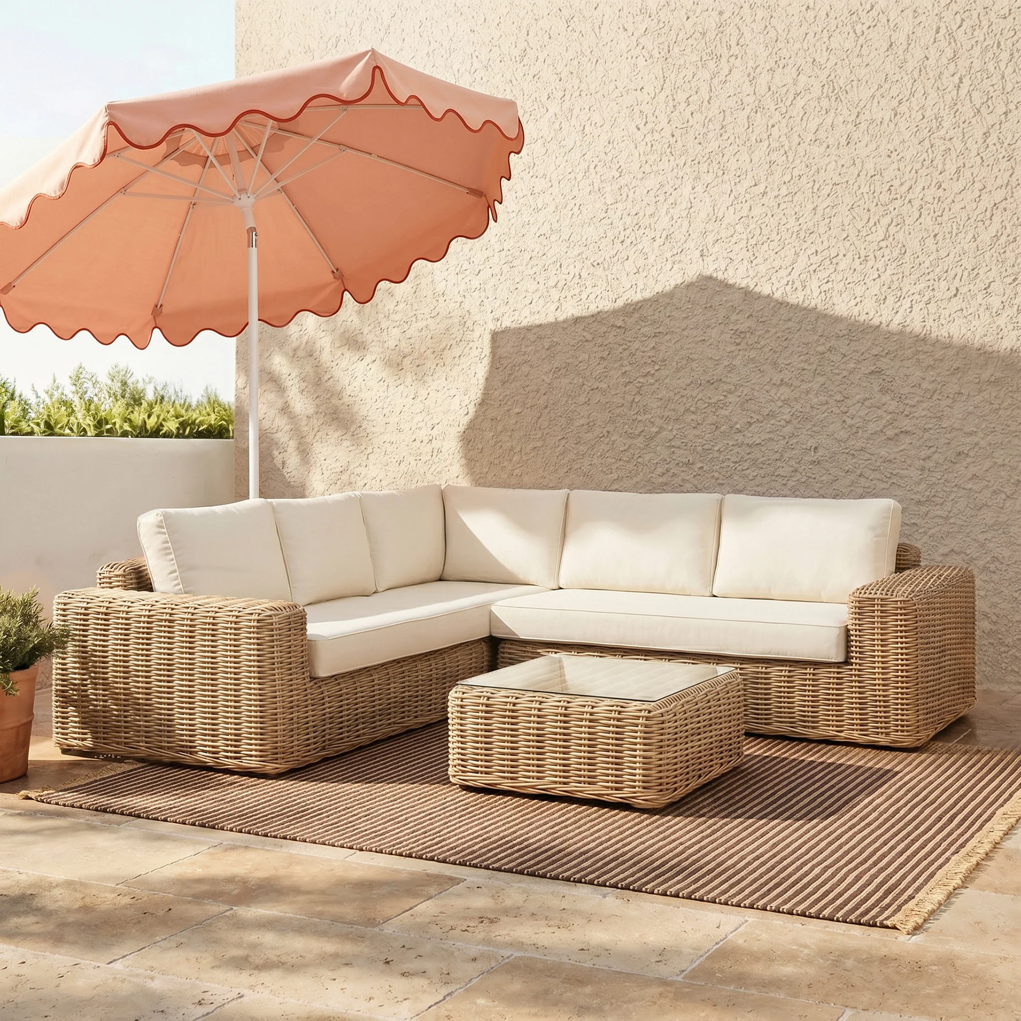 Puglia Corner Sectional Set with Coffee Table | Sand - Image 2