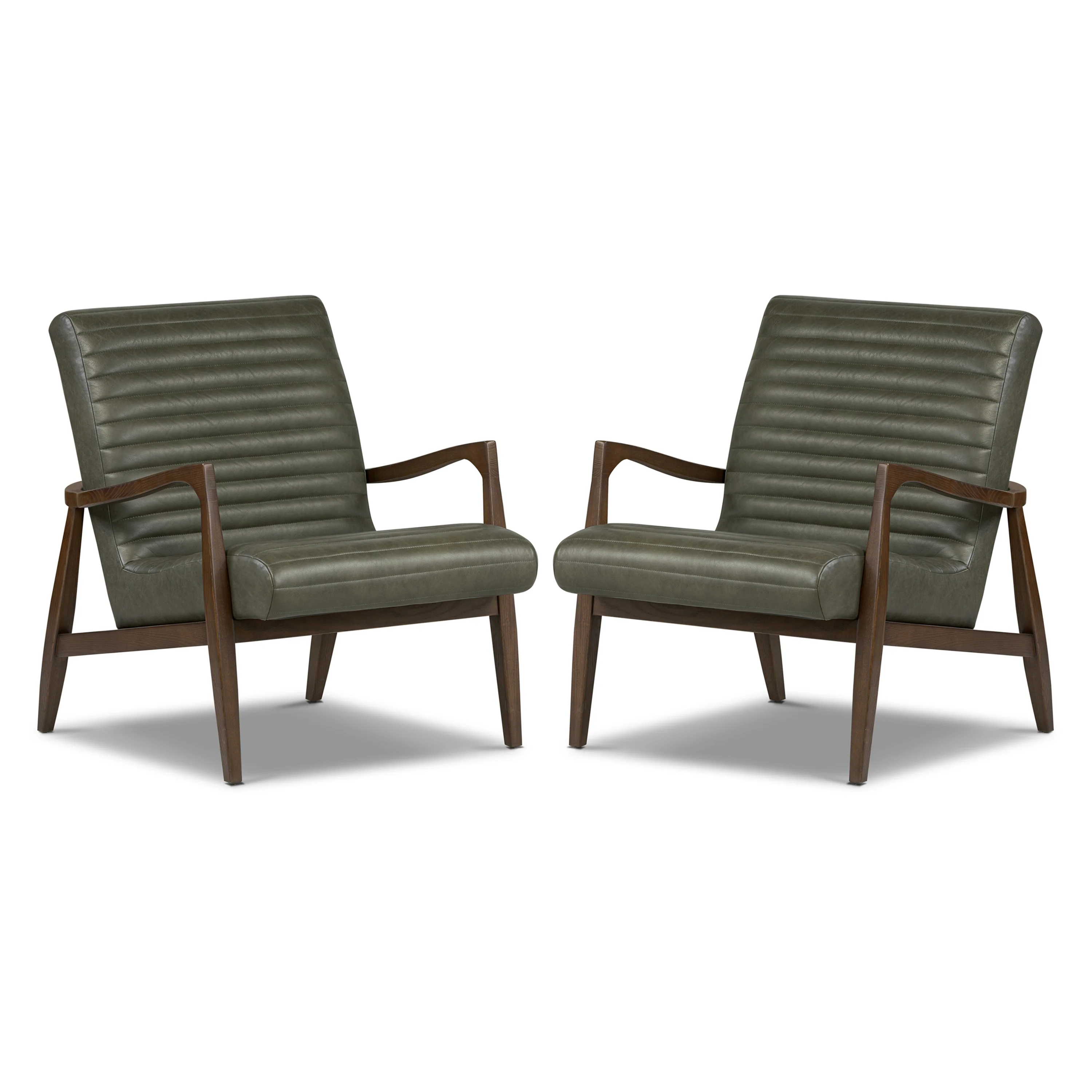 Rowan Leather Lounge Chair | Olivine Green | Set of 2 - Image 3