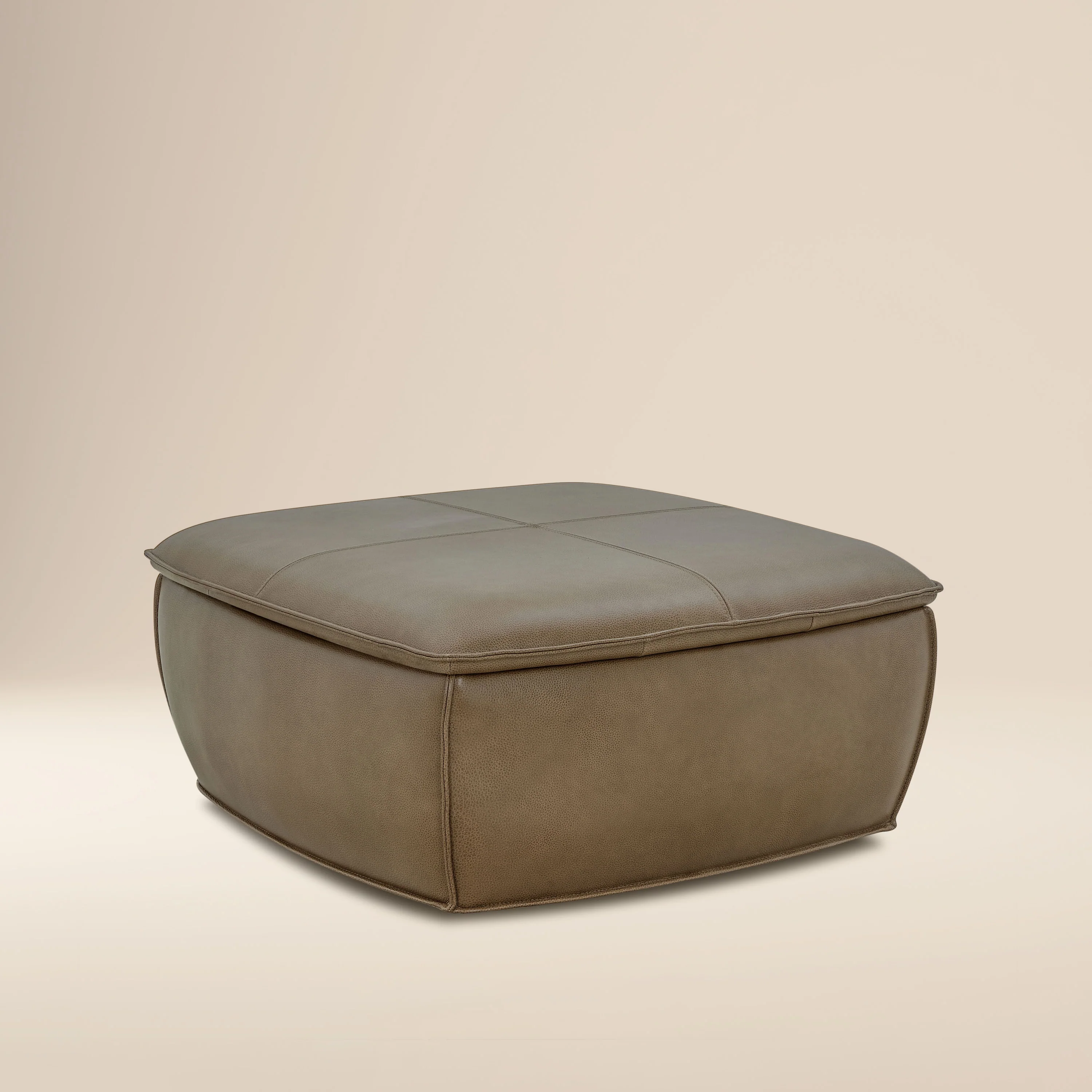 Sana Leather Storage Ottoman | Chestnut Brown
