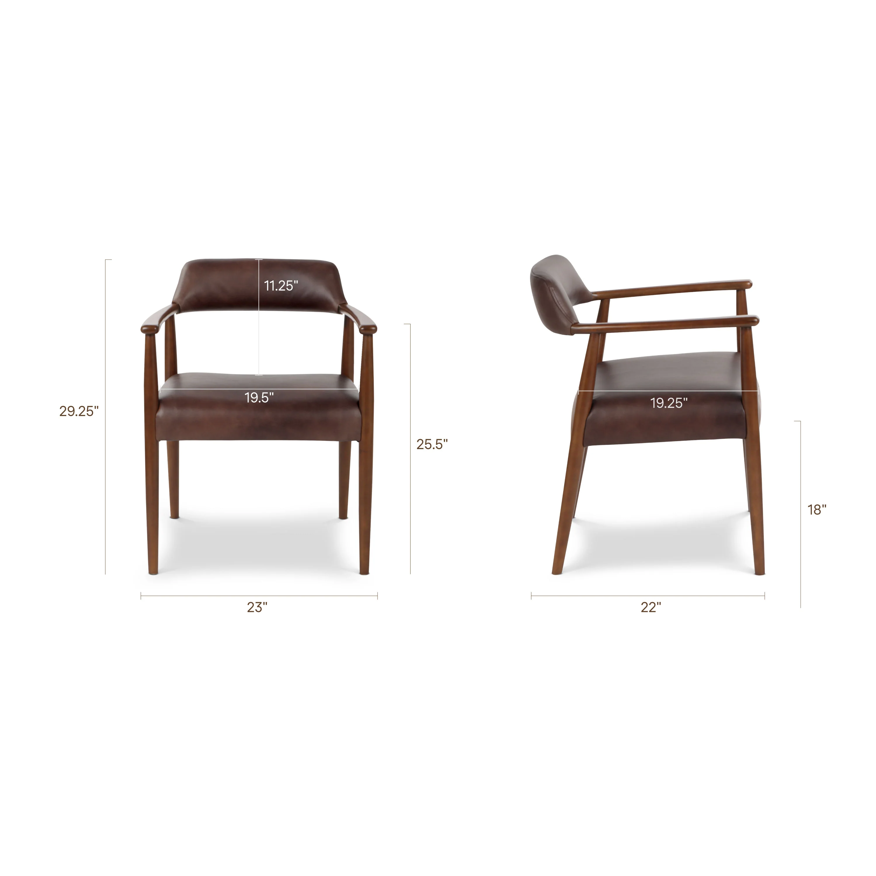 Sento Leather Dining Chair | Antique Brown - Image 8