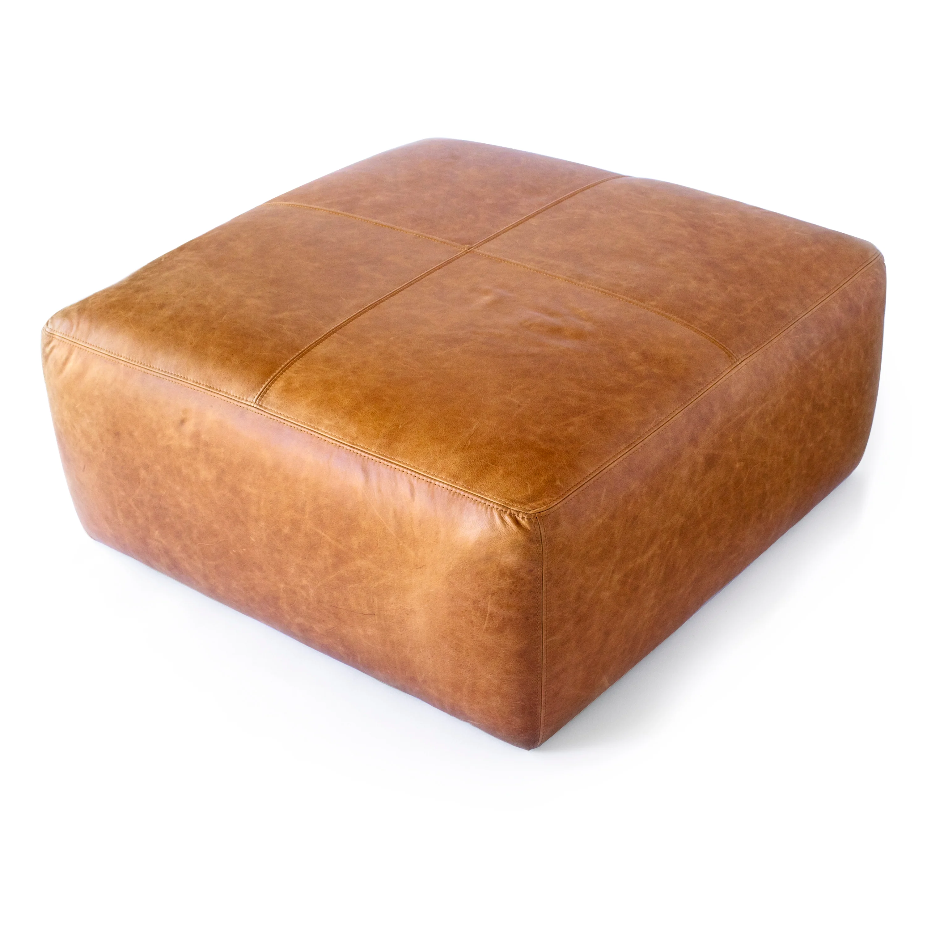 Sequoia Leather Ottoman | Cognac Tan - Image 6
