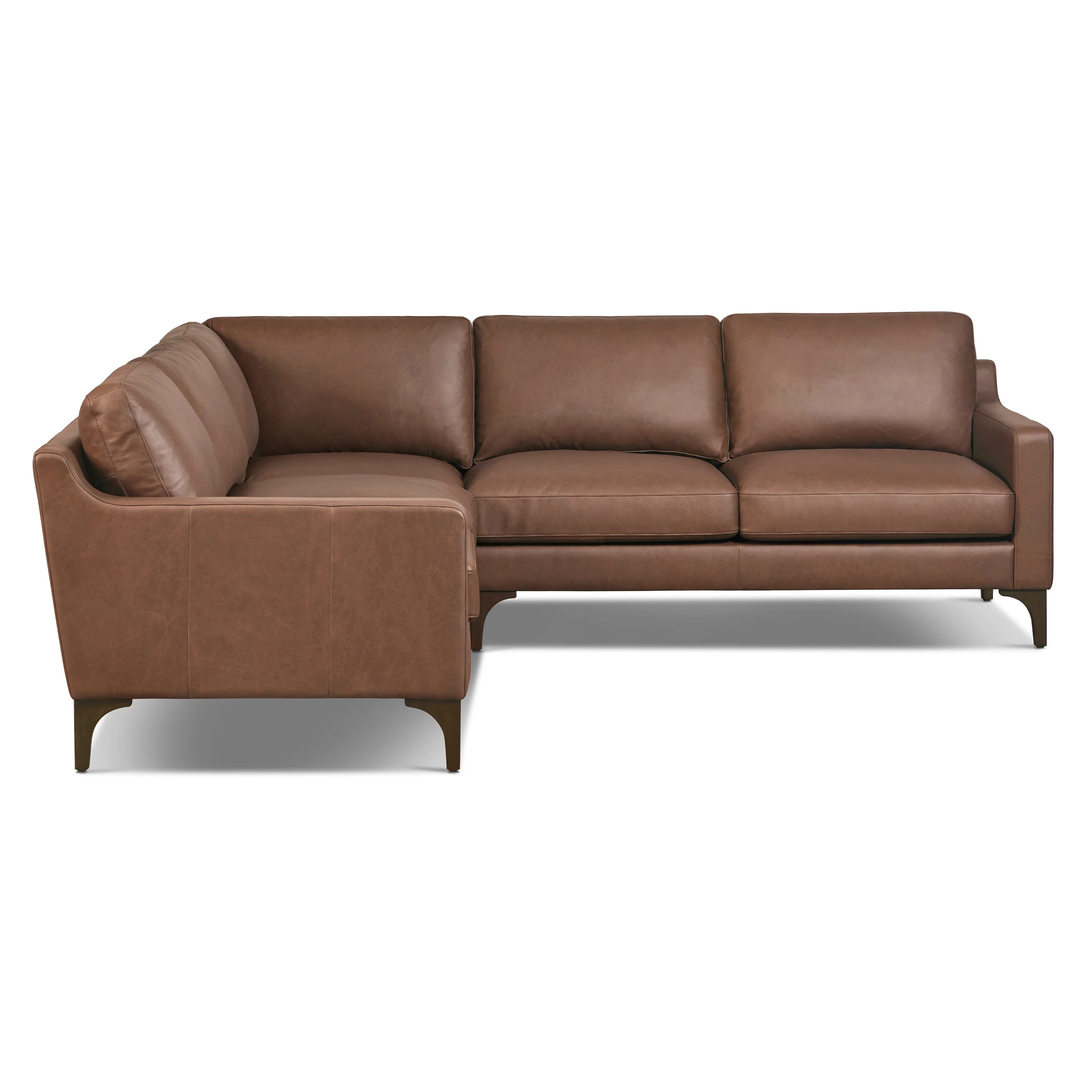 Sorrento 98" Leather L-Shaped Corner Sectional Sofa | Caramel Brown - Image 3