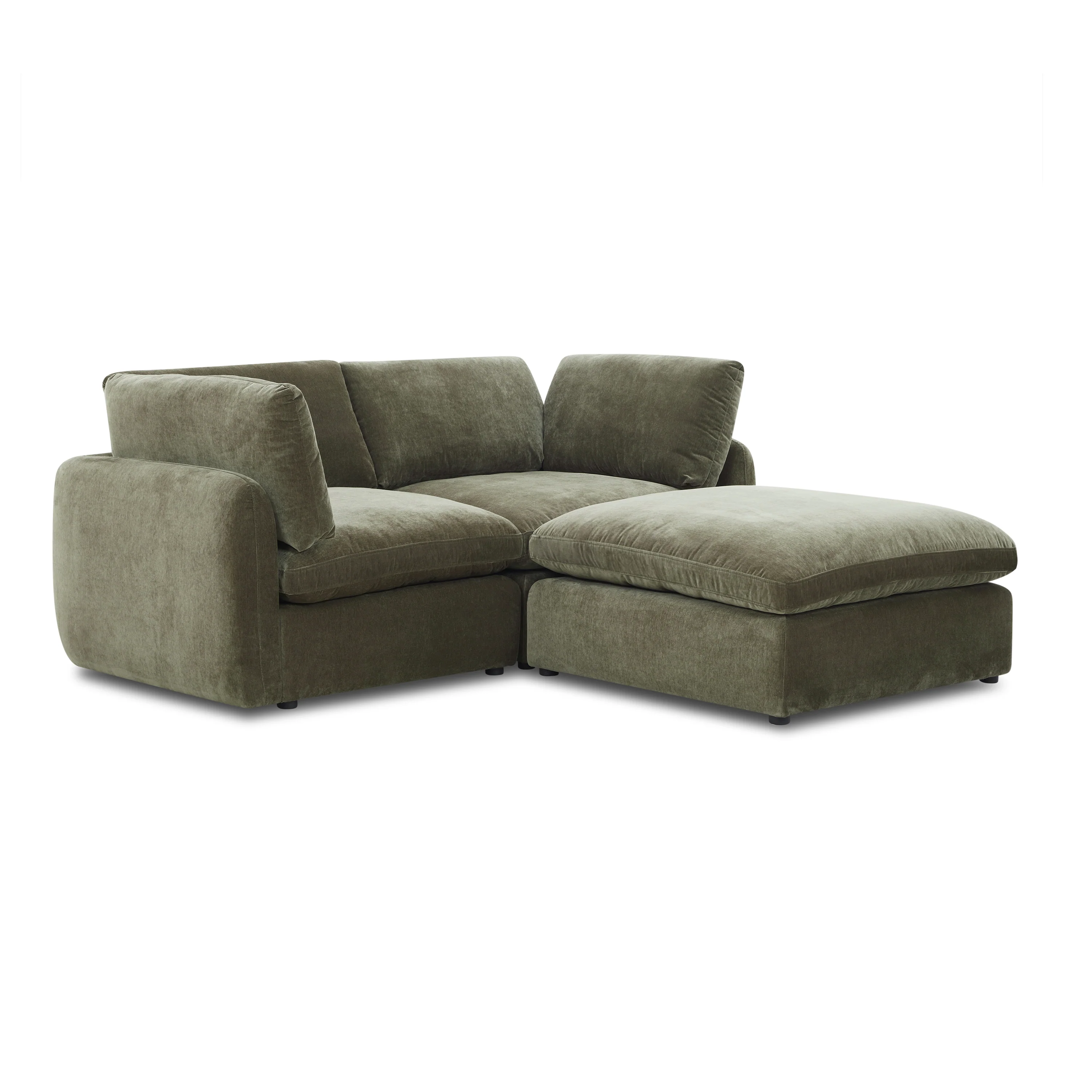 Tonga Modular 3-Piece L-Shaped Sectional with Reversible Ottoman | Lume Green - Image 4