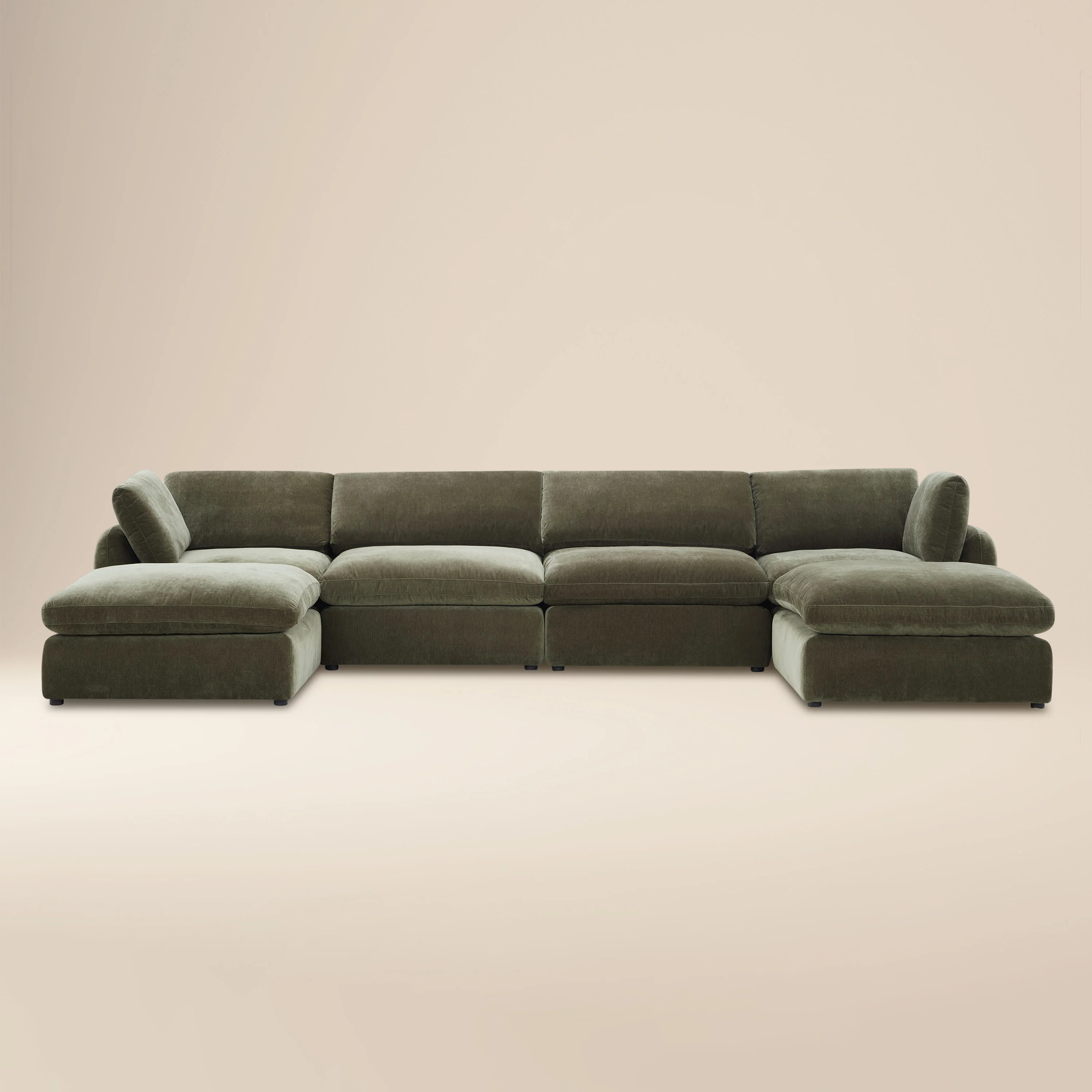Tonga Modular 6-Piece U-Shaped Double Chaise Sectional | Lume Green