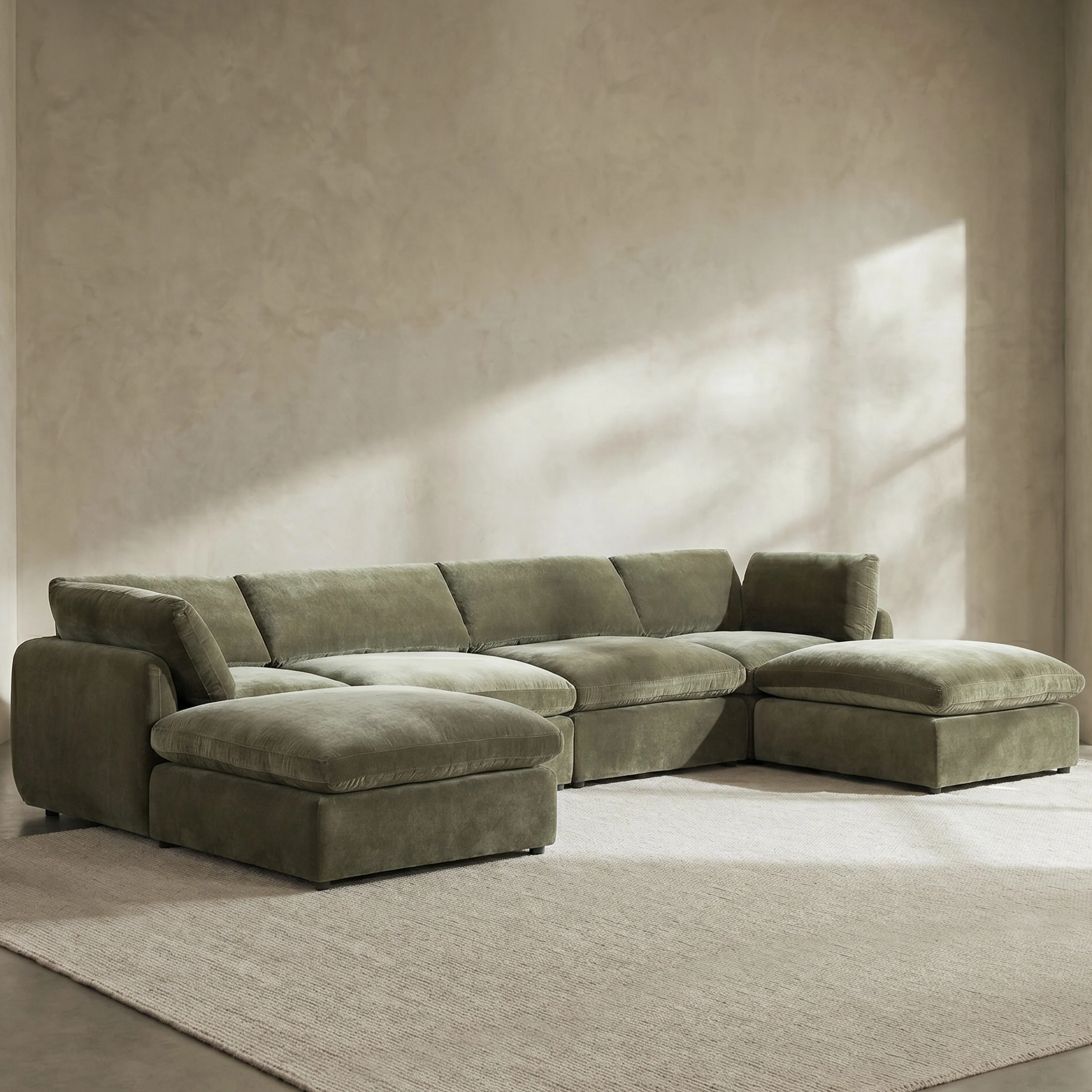 Tonga Modular 6-Piece U-Shaped Double Chaise Sectional | Lume Green - Image 2