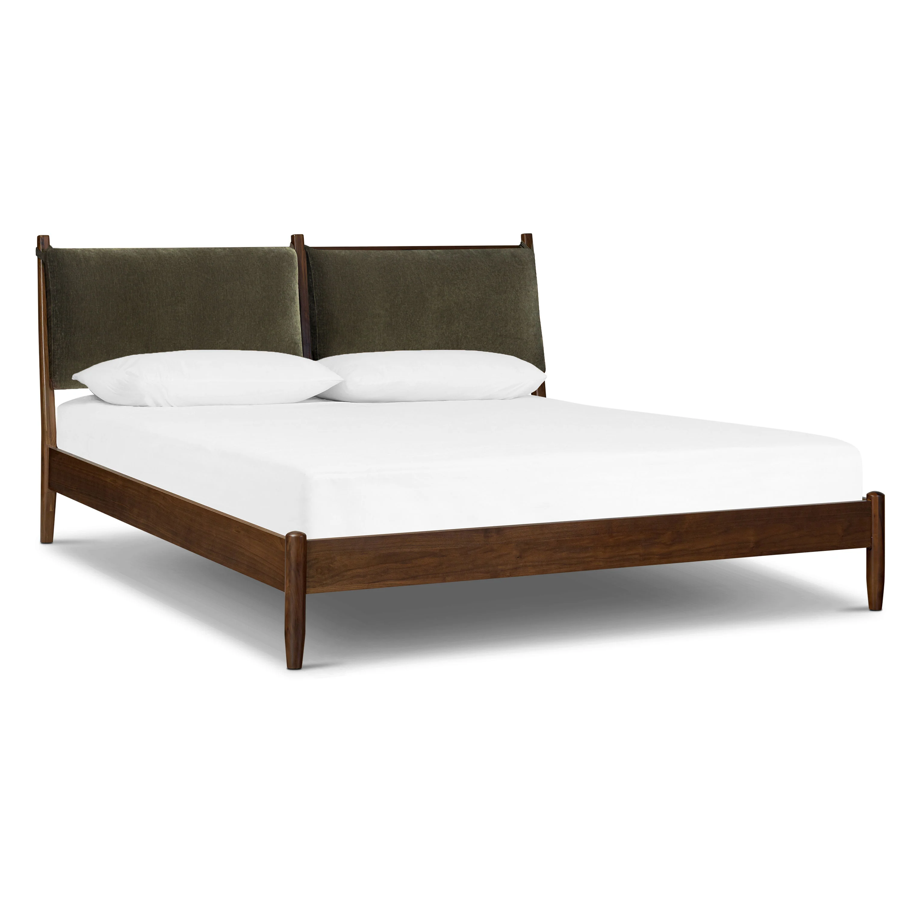 Truro Bed Frame with Fabric Headboard Cushions | Lume Green | King - Image 3