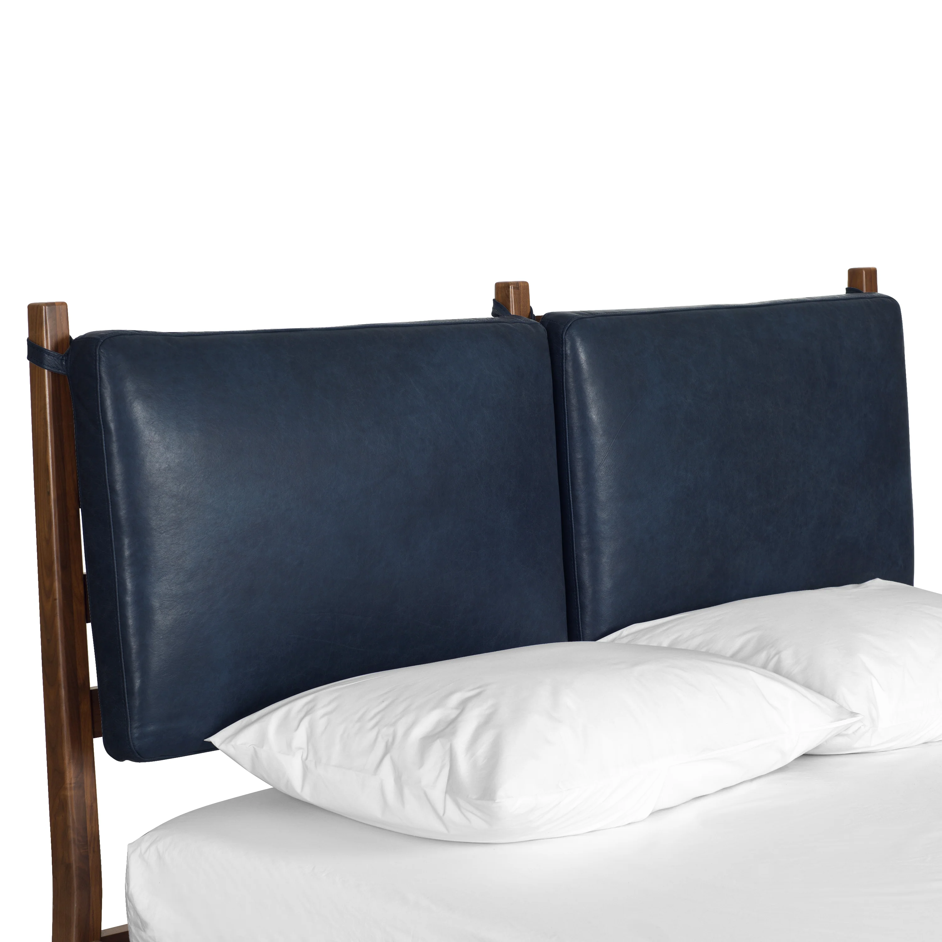 Truro Bed with Leather Cushions | Midnight Blue | King - Image 8