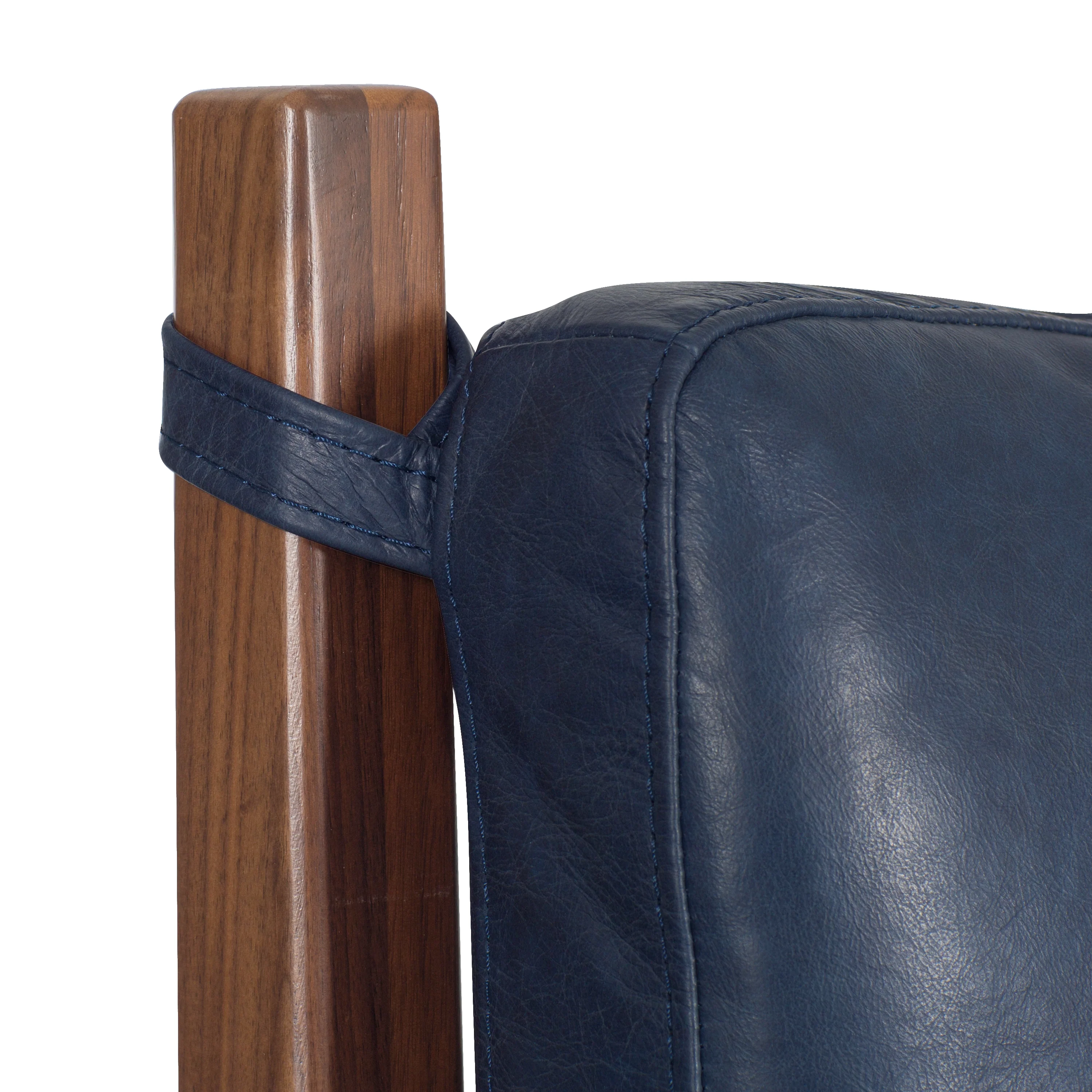 Truro Bed with Leather Cushions | Midnight Blue | Queen - Image 8