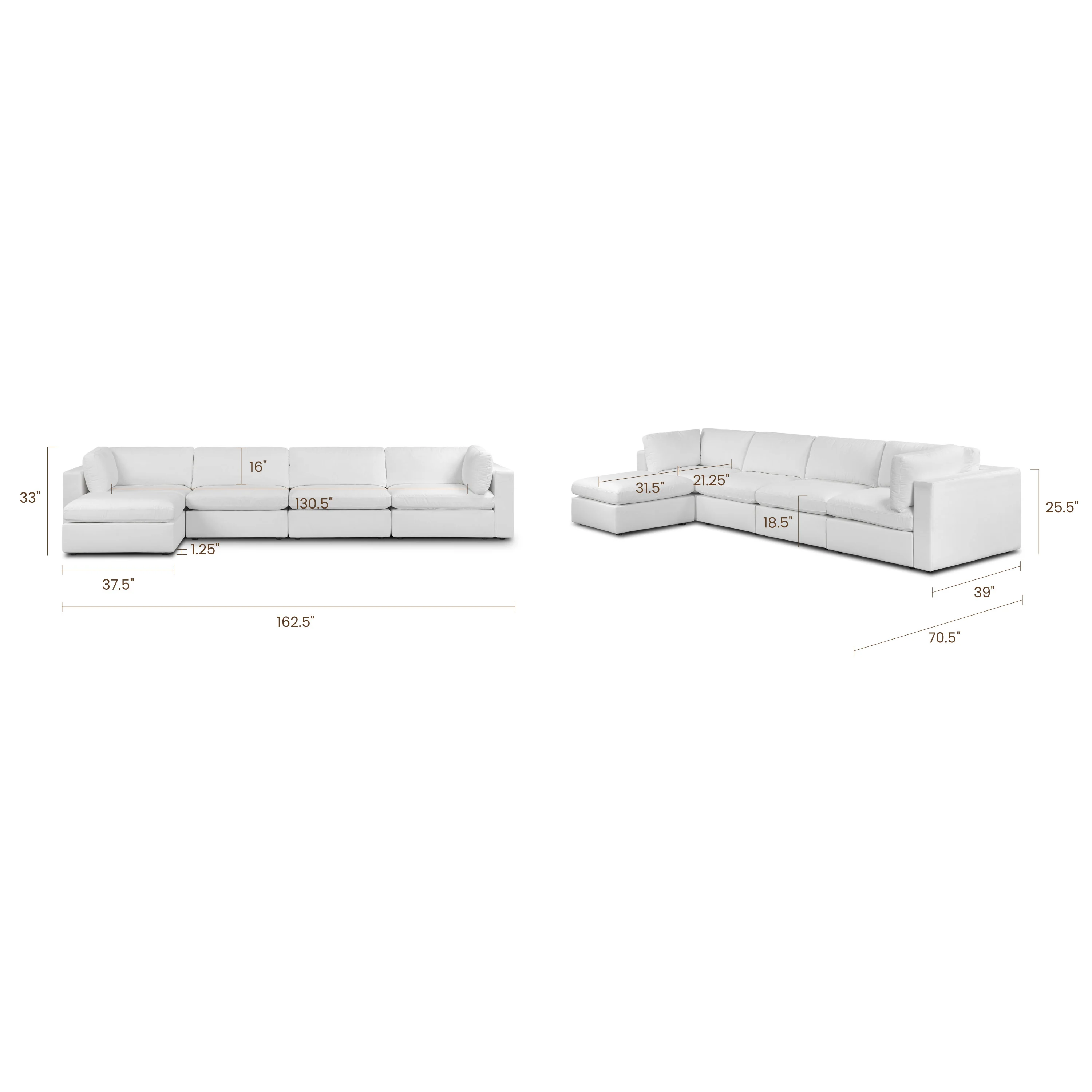 Vari Modular Slipcovered 5-Piece L-Shaped Sectional with Reversible Ottoman (163") | Cotton White - Image 18