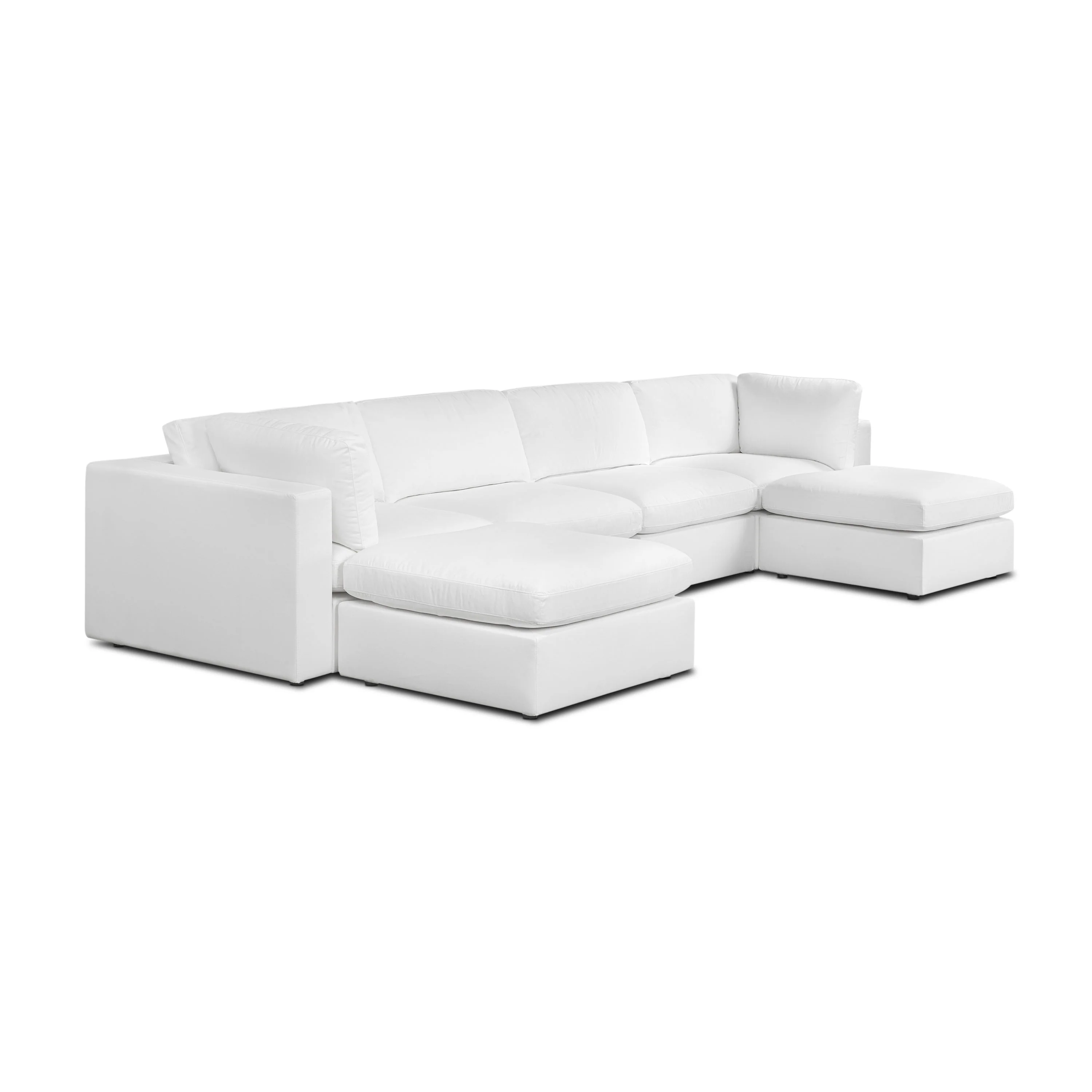 Vari Modular Slipcovered 6-Piece U-Shaped Double Chaise Sectional (163") | Cotton White - Image 6