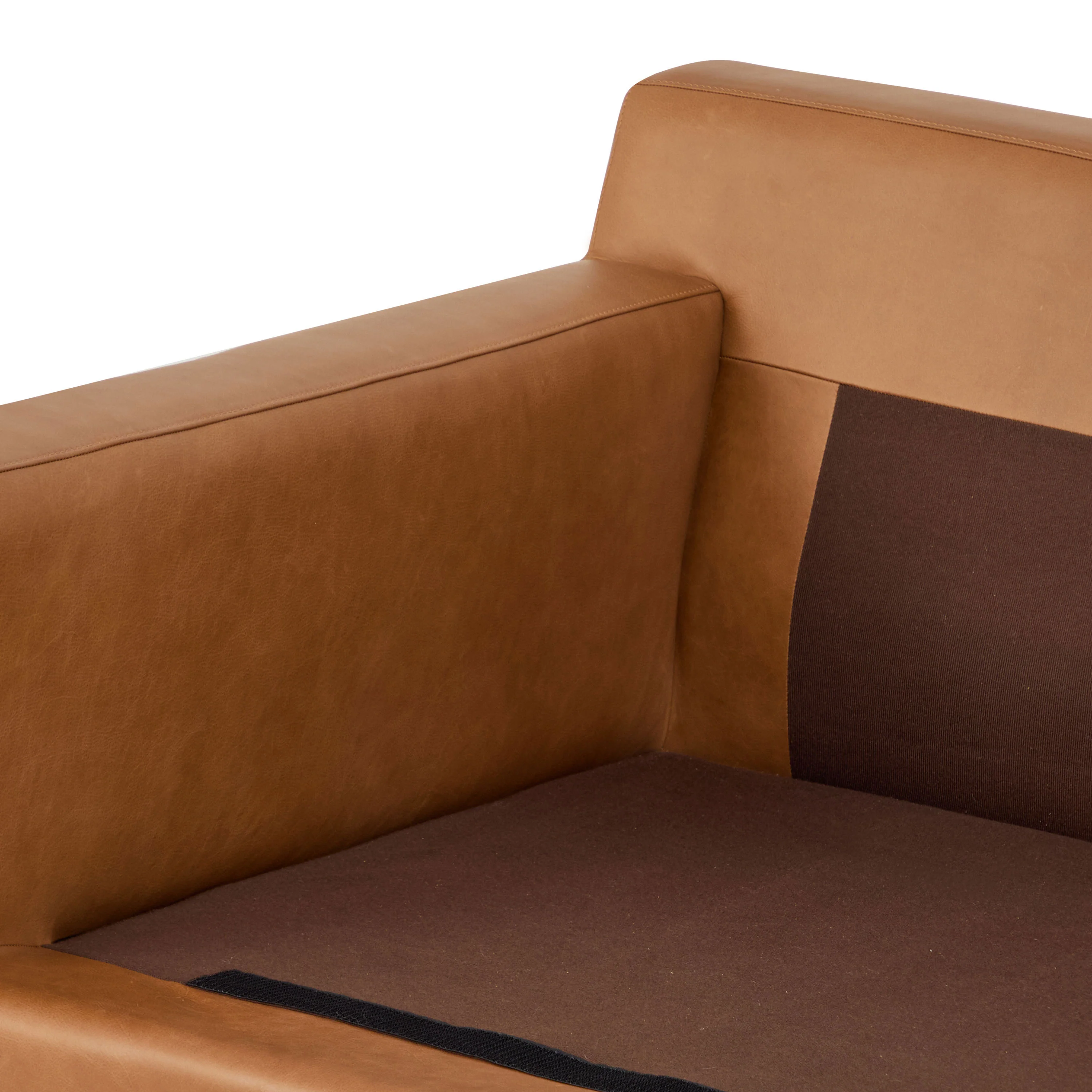 Zyon 115.5" Leather Right-Facing Bumper Chaise Sectional Sofa | Saddle Tan - Image 19