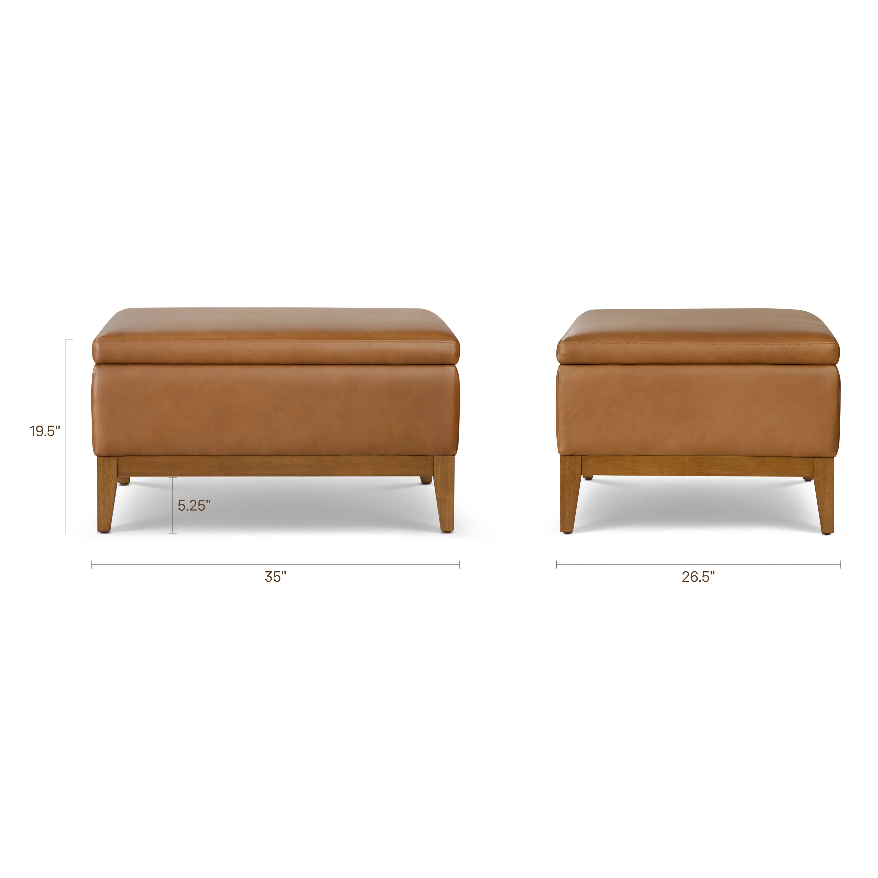Zyon Leather Storage Ottoman (35") | Saddle Tan - Image 15