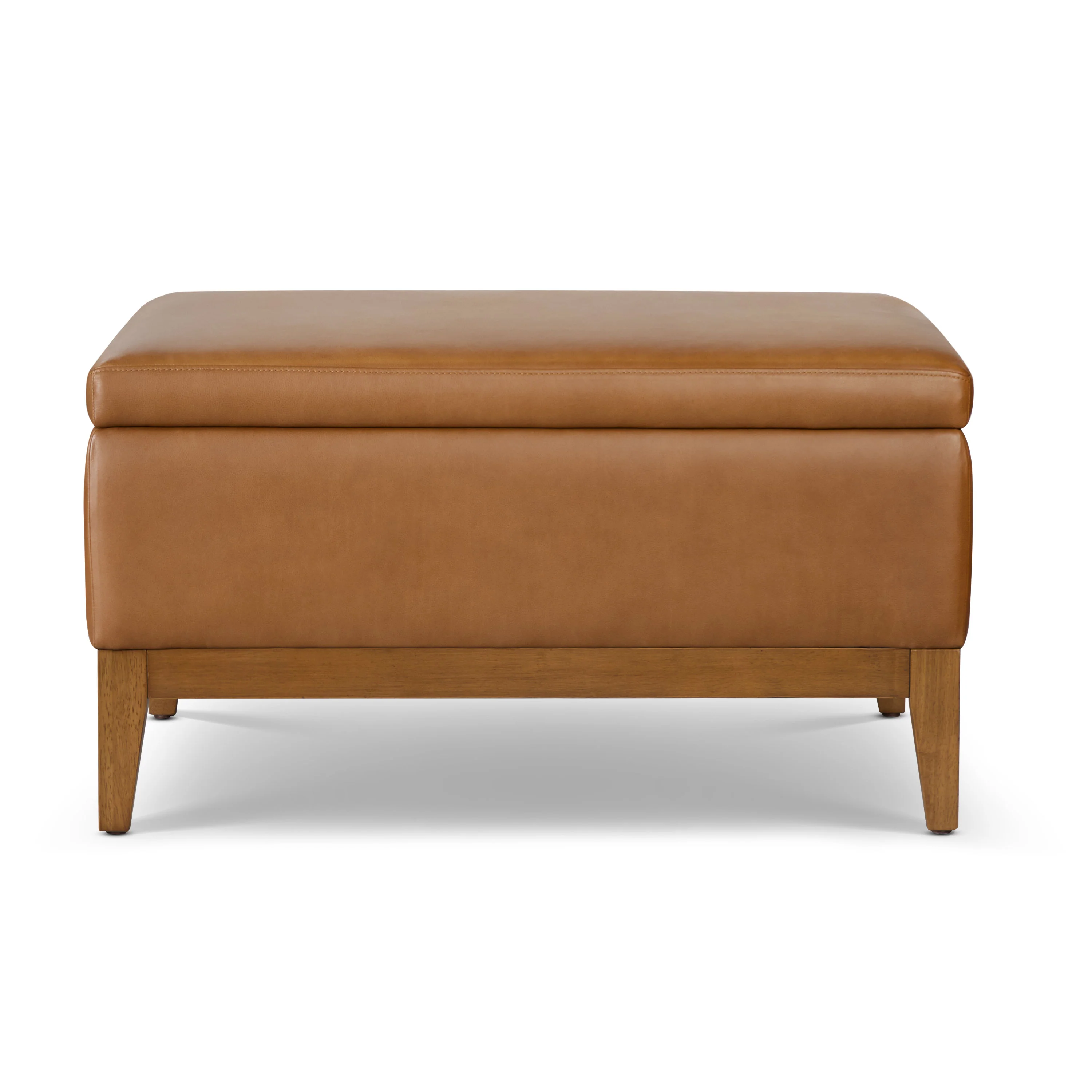 Zyon Leather Storage Ottoman (35") | Saddle Tan - Image 3