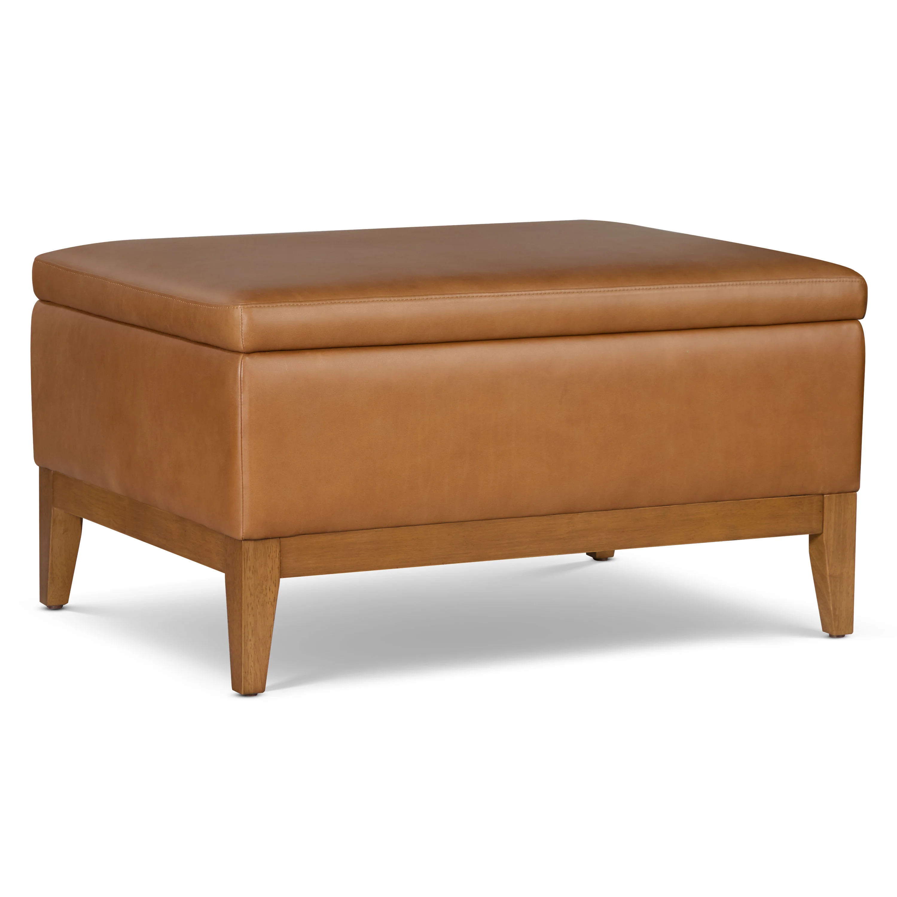 Zyon Leather Storage Ottoman (35") | Saddle Tan - Image 4