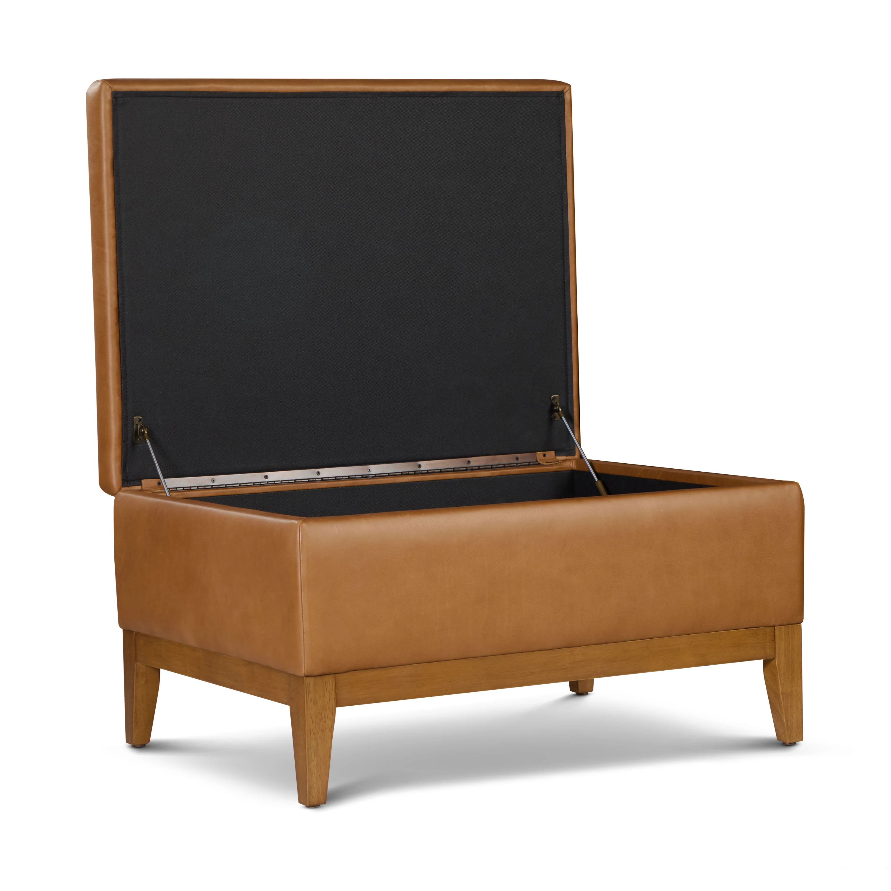 Zyon Leather Storage Ottoman (35") | Saddle Tan - Image 5