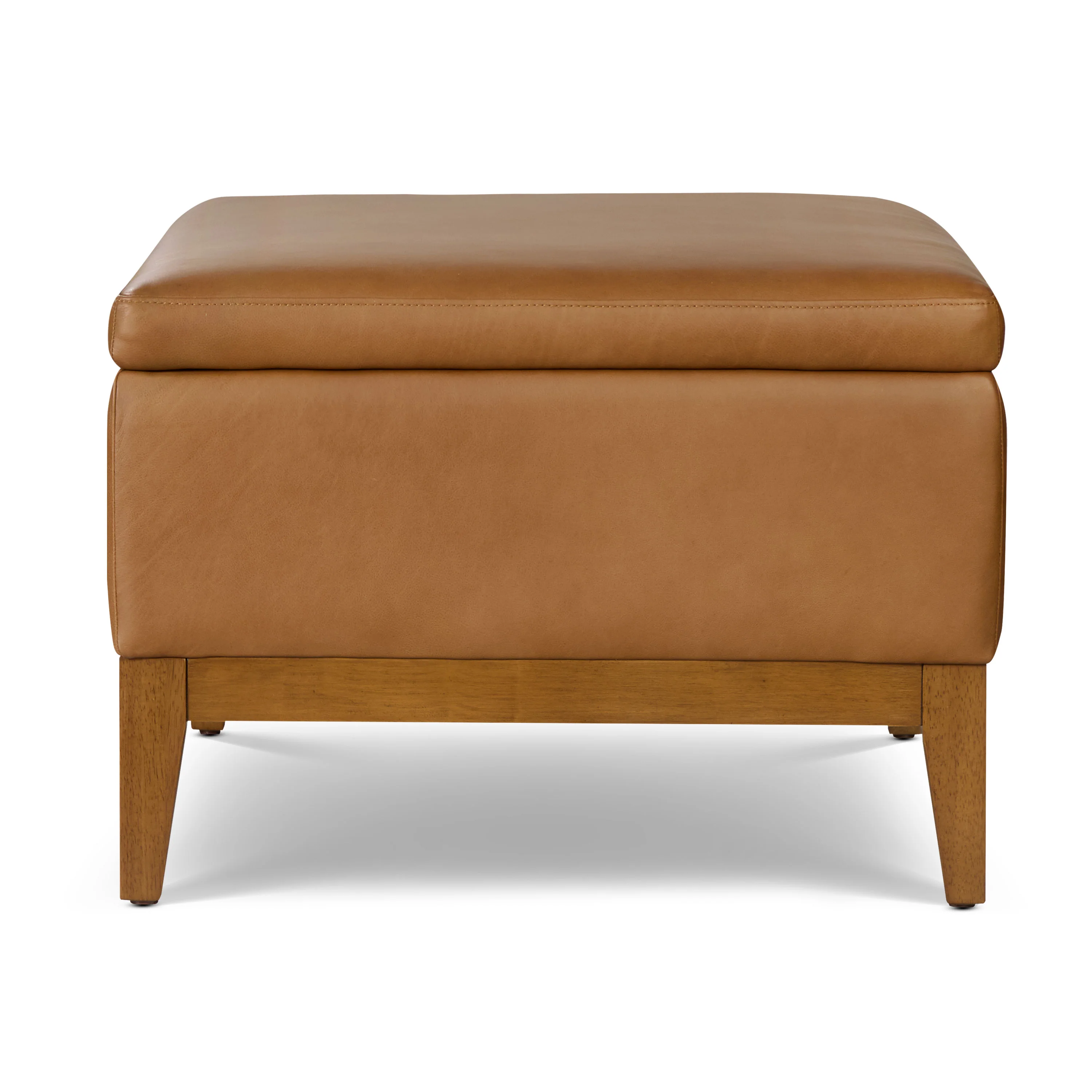 Zyon Leather Storage Ottoman (35") | Saddle Tan - Image 6