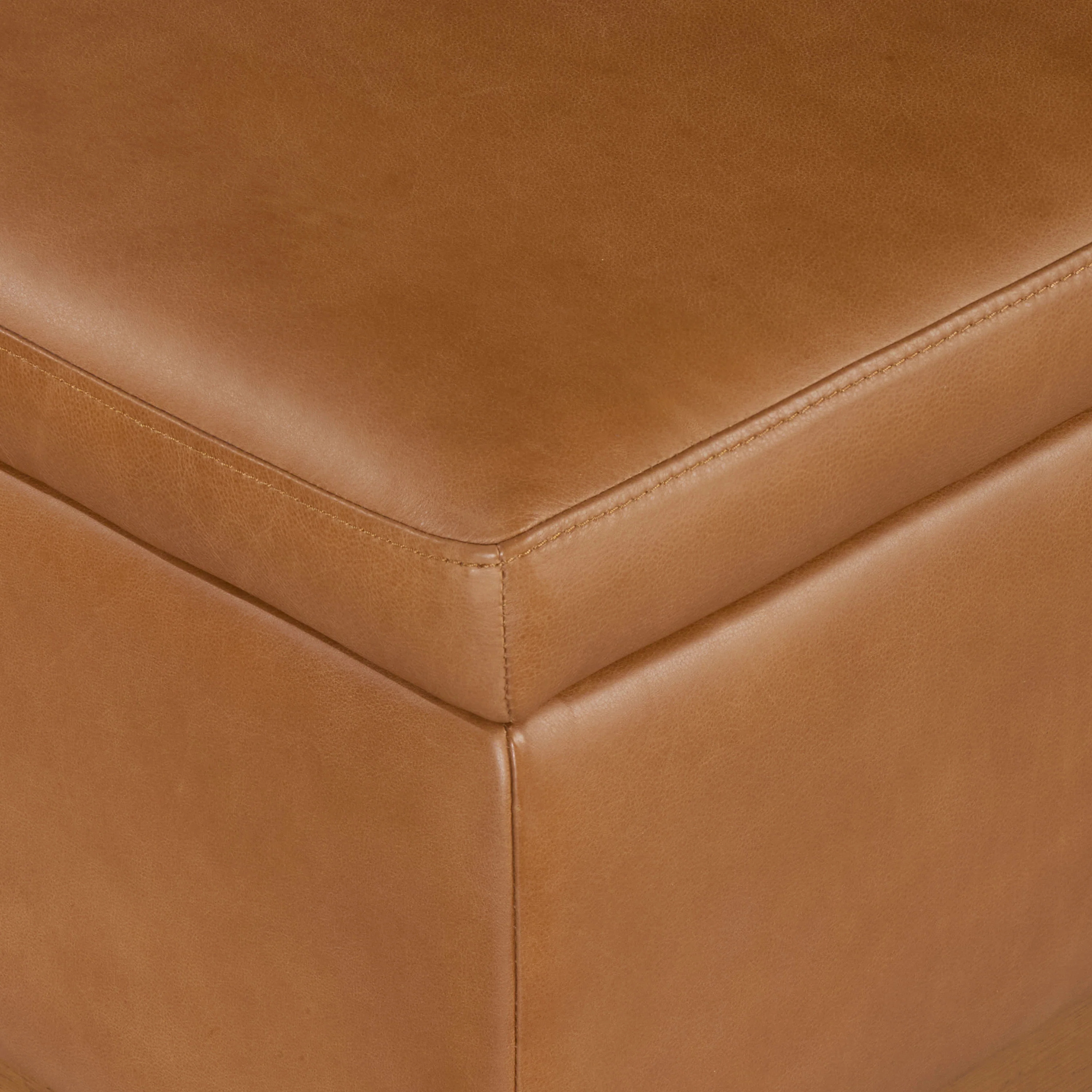 Zyon Leather Storage Ottoman (35") | Saddle Tan - Image 7