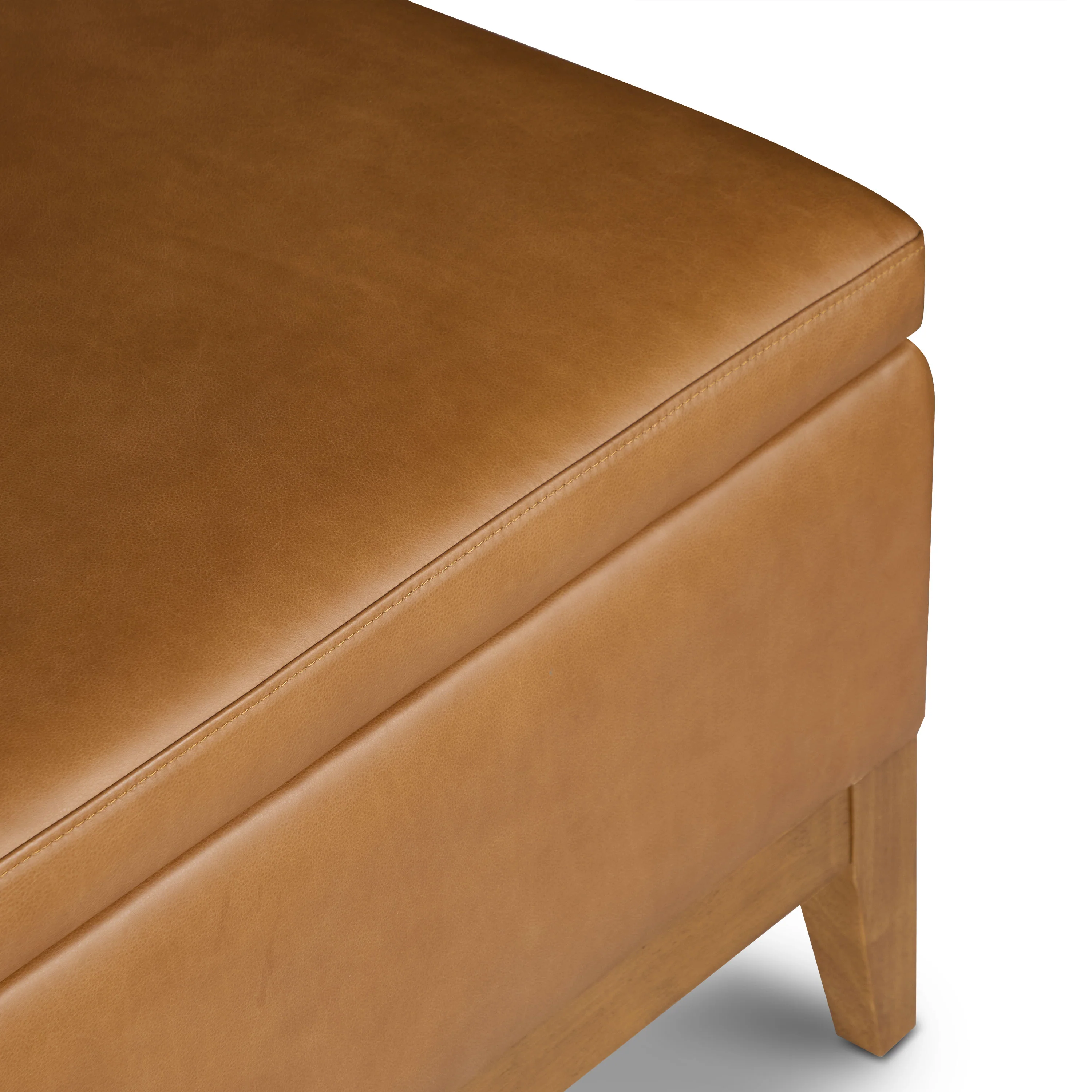 Zyon Leather Storage Ottoman (35") | Saddle Tan - Image 8