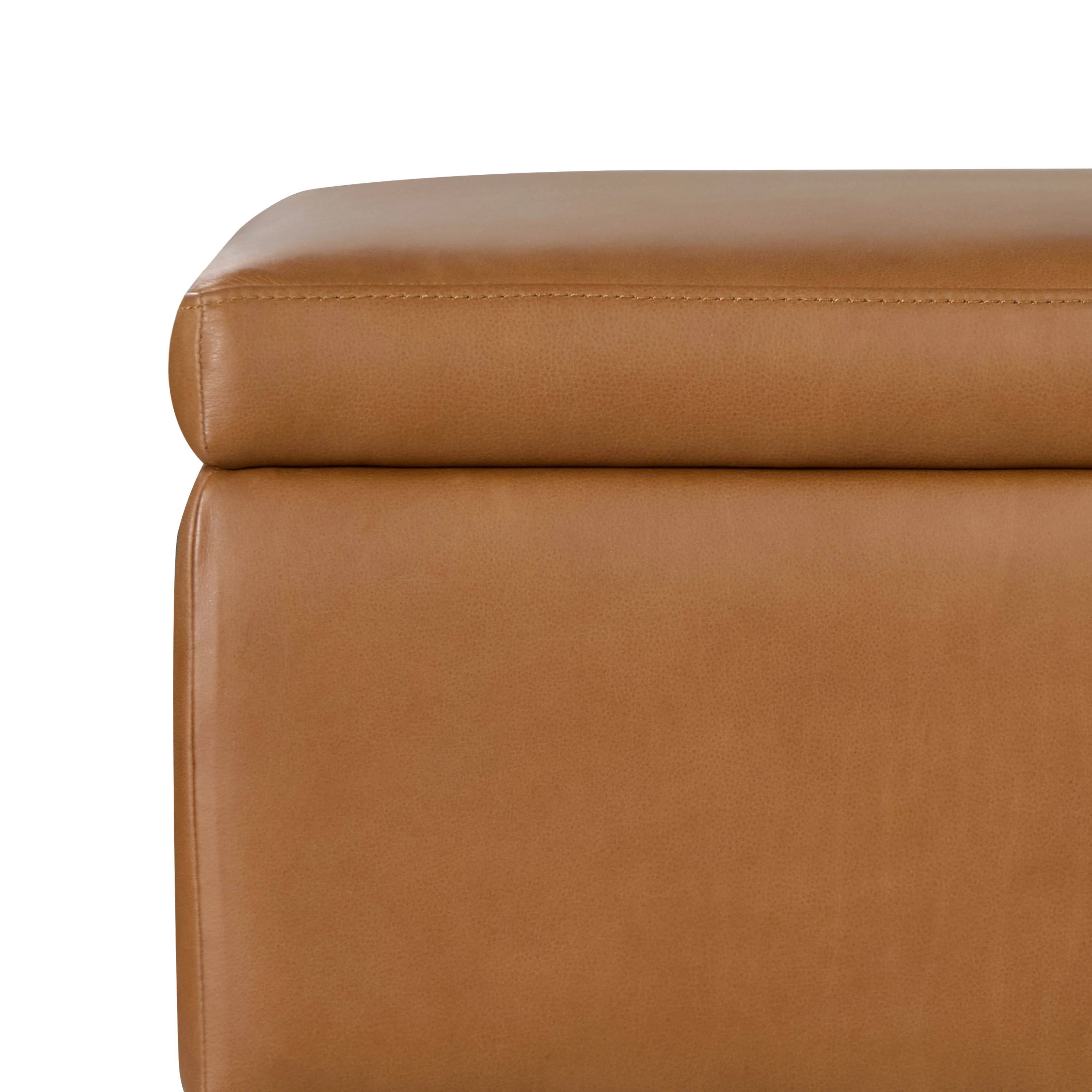 Zyon Leather Storage Ottoman (35") | Saddle Tan - Image 9