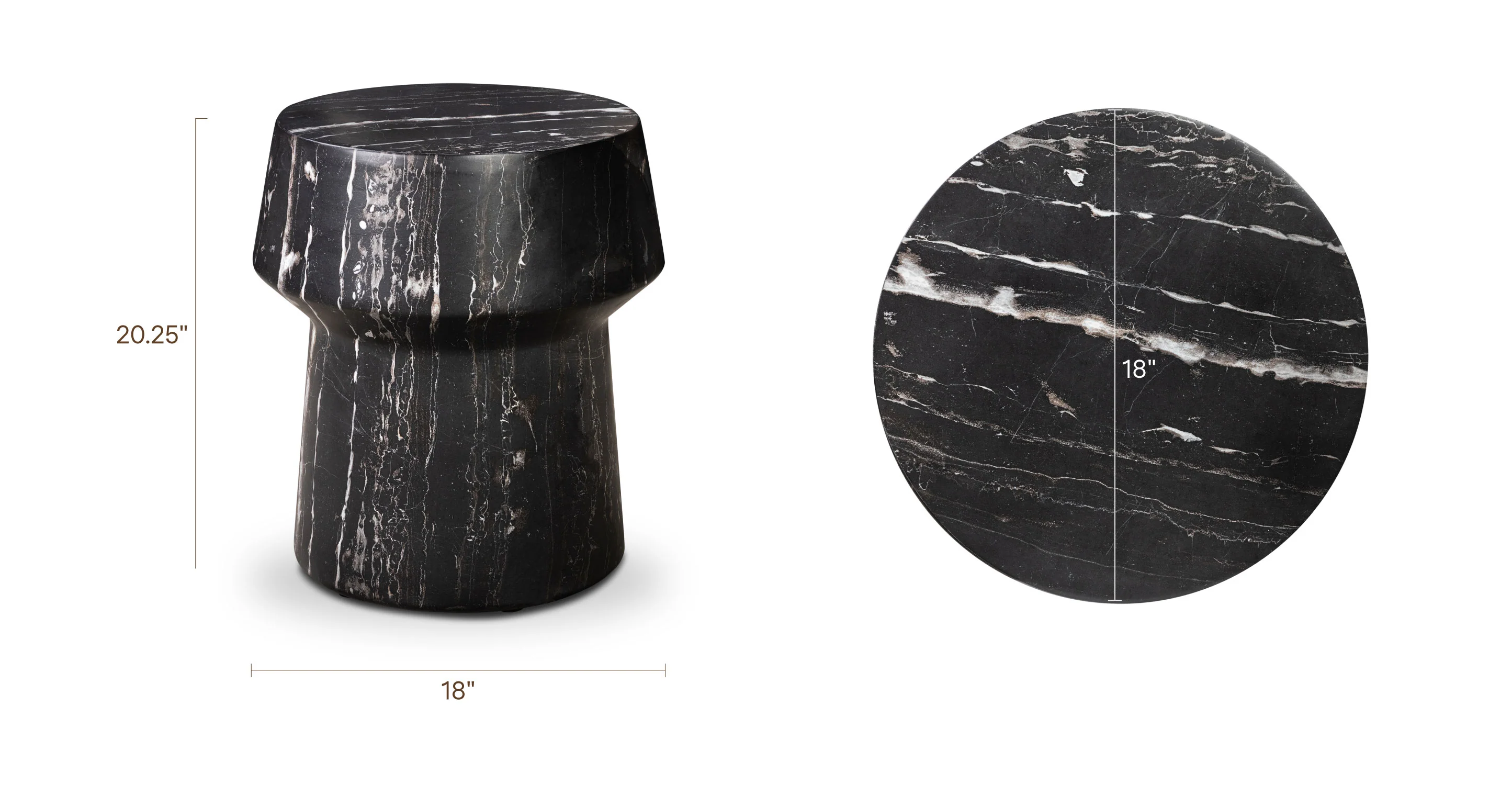 Zyra 18" Side Table | Black Marble - Image 11